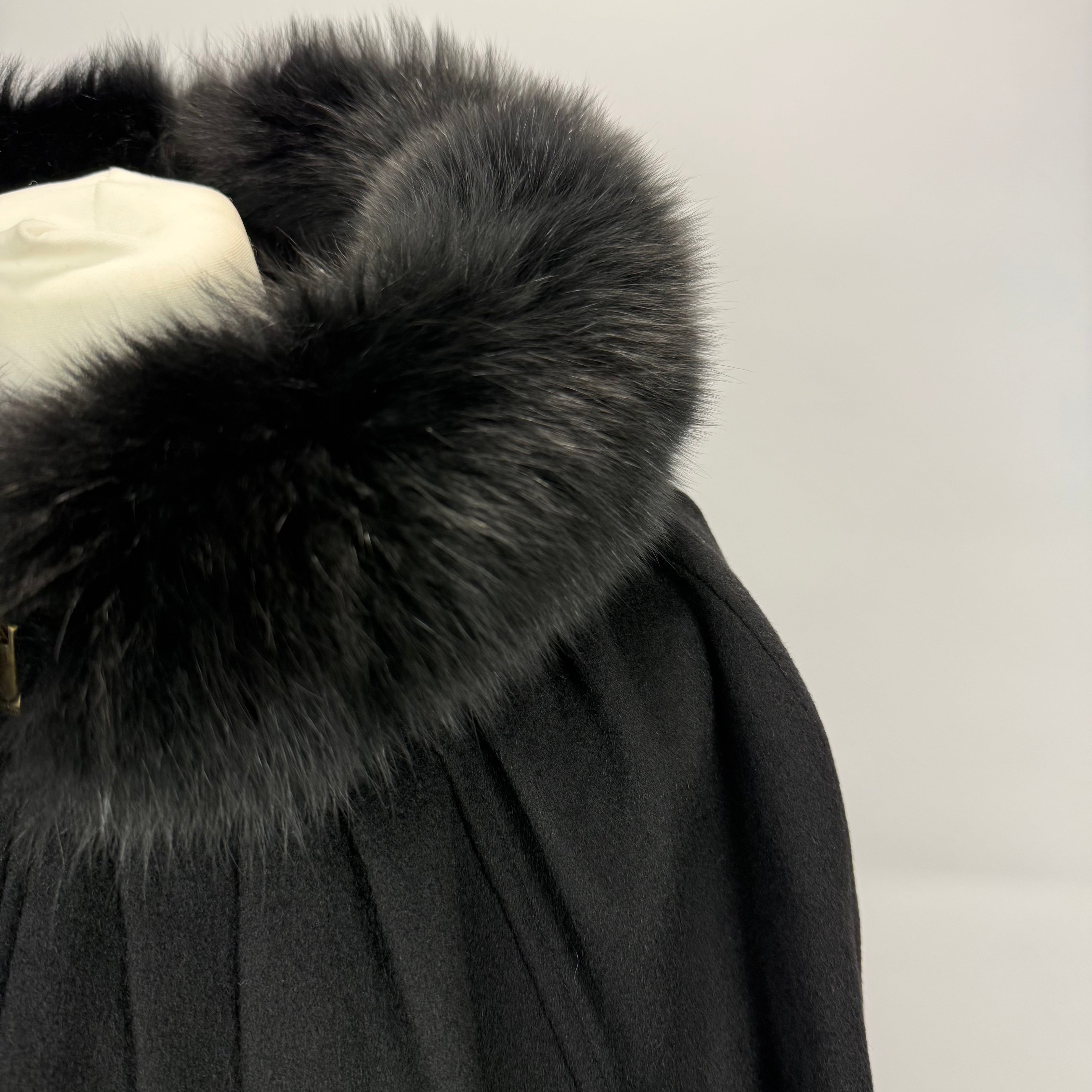 Max Mara Black Pure Cashmere Hooded Coat XS/S/M