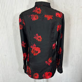 Prada Black & Red Floral Silk Shirt M