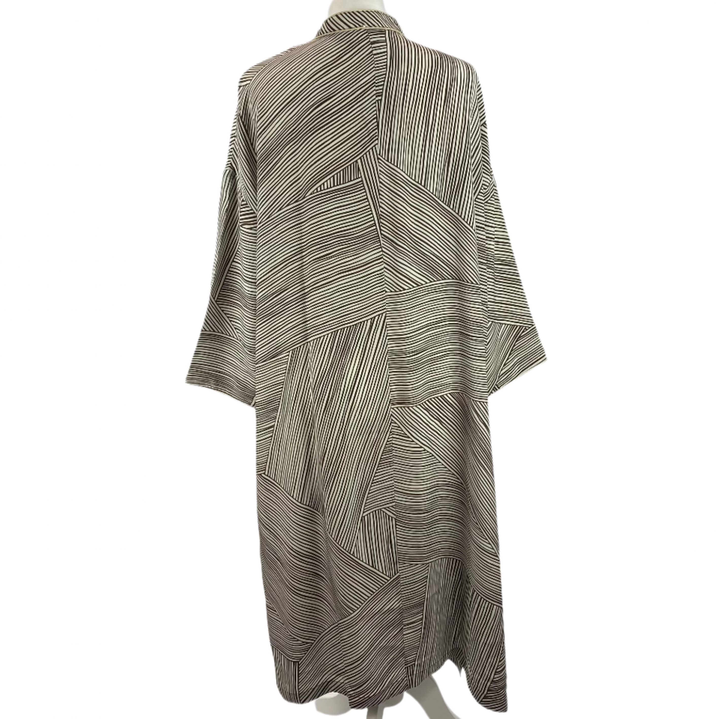 Max Mara Espresso & Cream Stripe Silk Tunic Dress XXL
