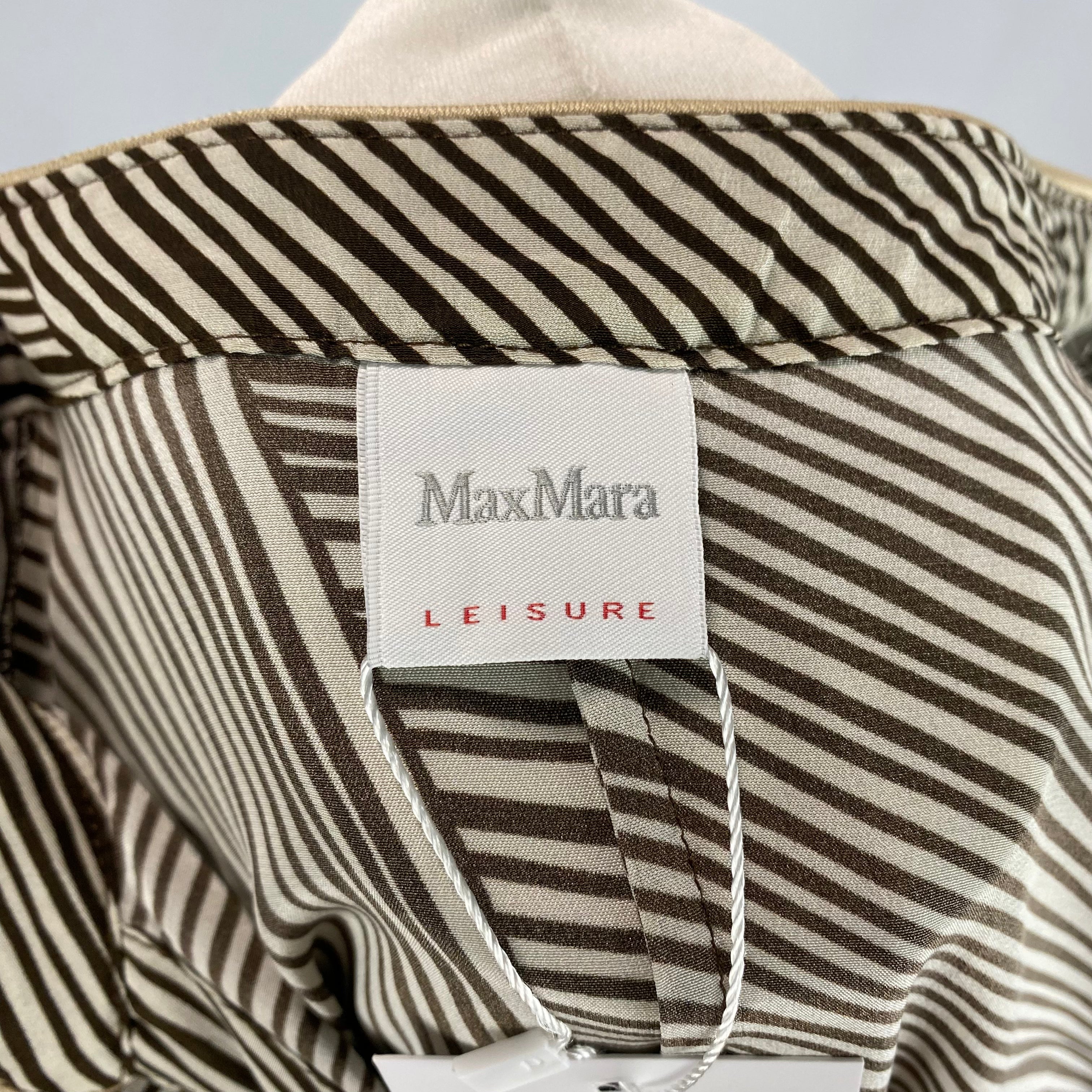 Max Mara Espresso & Cream Stripe Silk Tunic Dress XXL