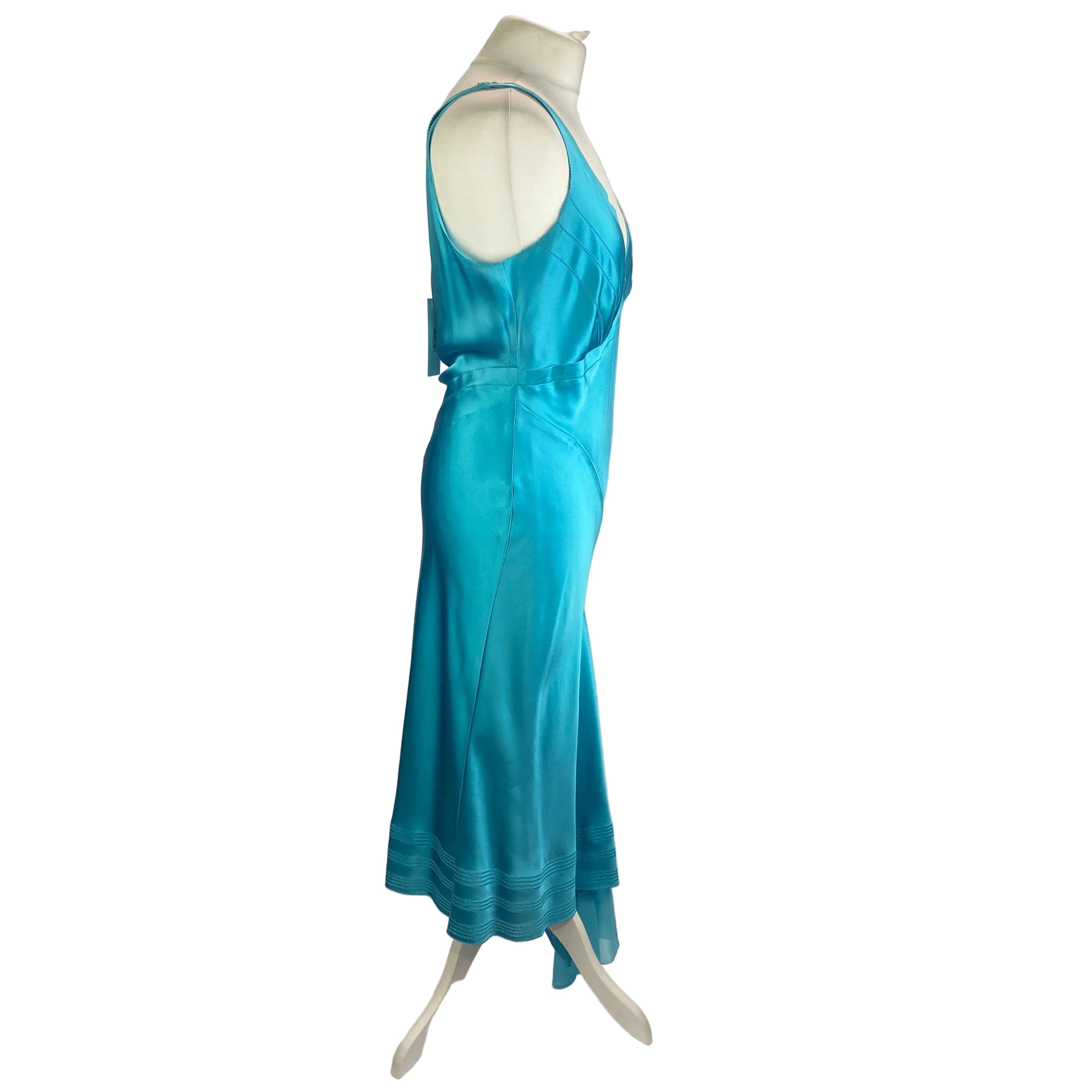 Amanda Wakeley Peacock Silk Slip Dress L