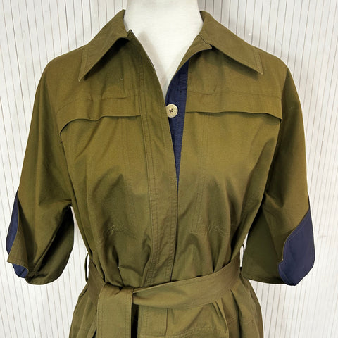 Jil Sander Olive & Navy Cotton Shirt Dress XS/S/M