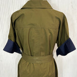 Jil Sander Olive & Navy Cotton Shirt Dress XS/S/M