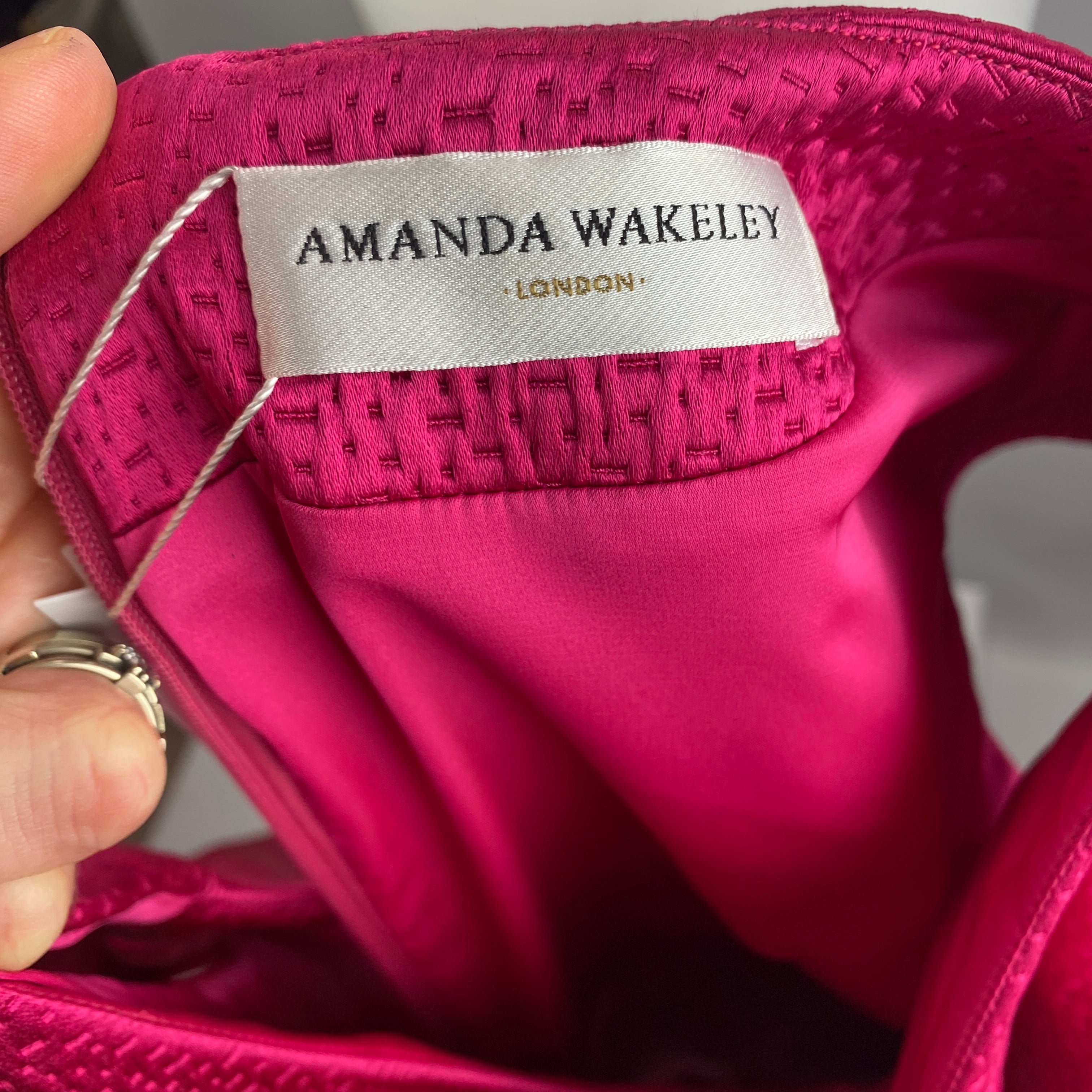 Amanda Wakeley Fuchsia Textured Satin Midi Dress XL