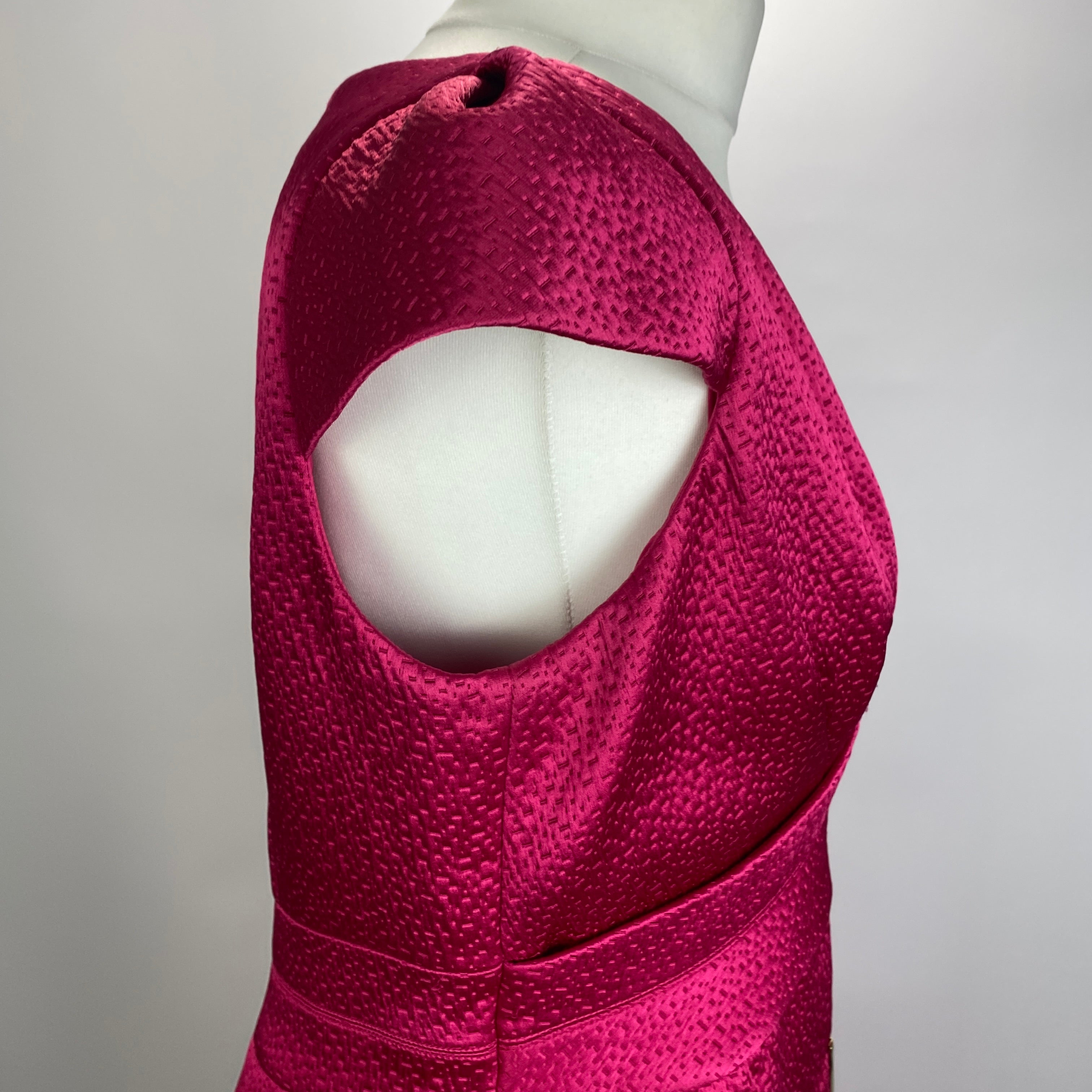 Amanda Wakeley Fuchsia Textured Satin Midi Dress XL