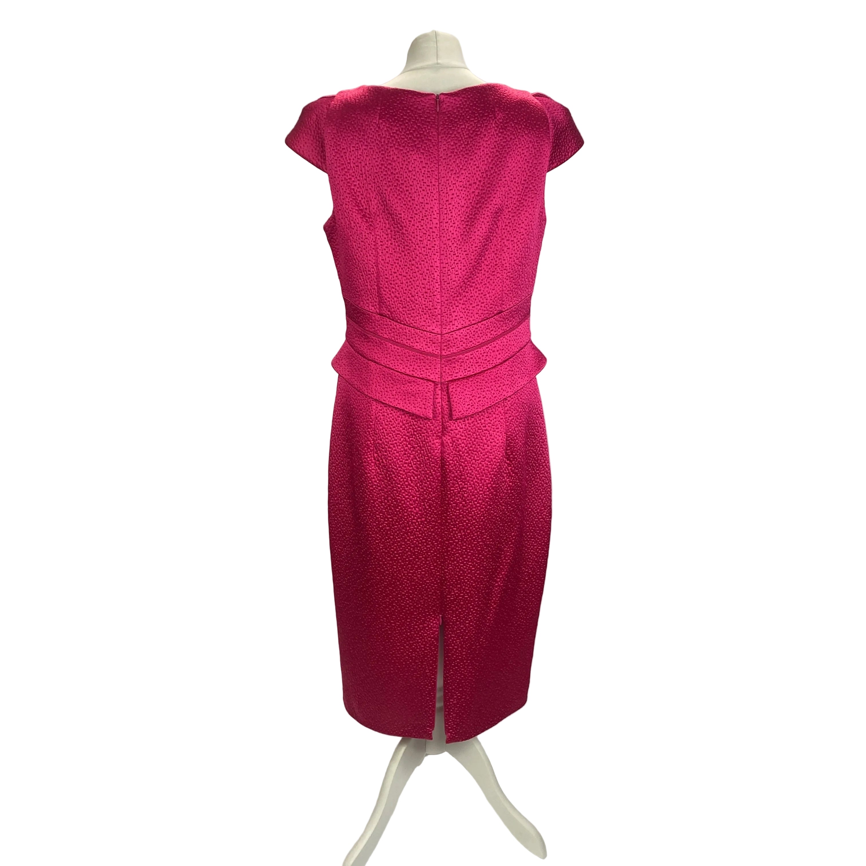 Amanda Wakeley Fuchsia Textured Satin Midi Dress XL