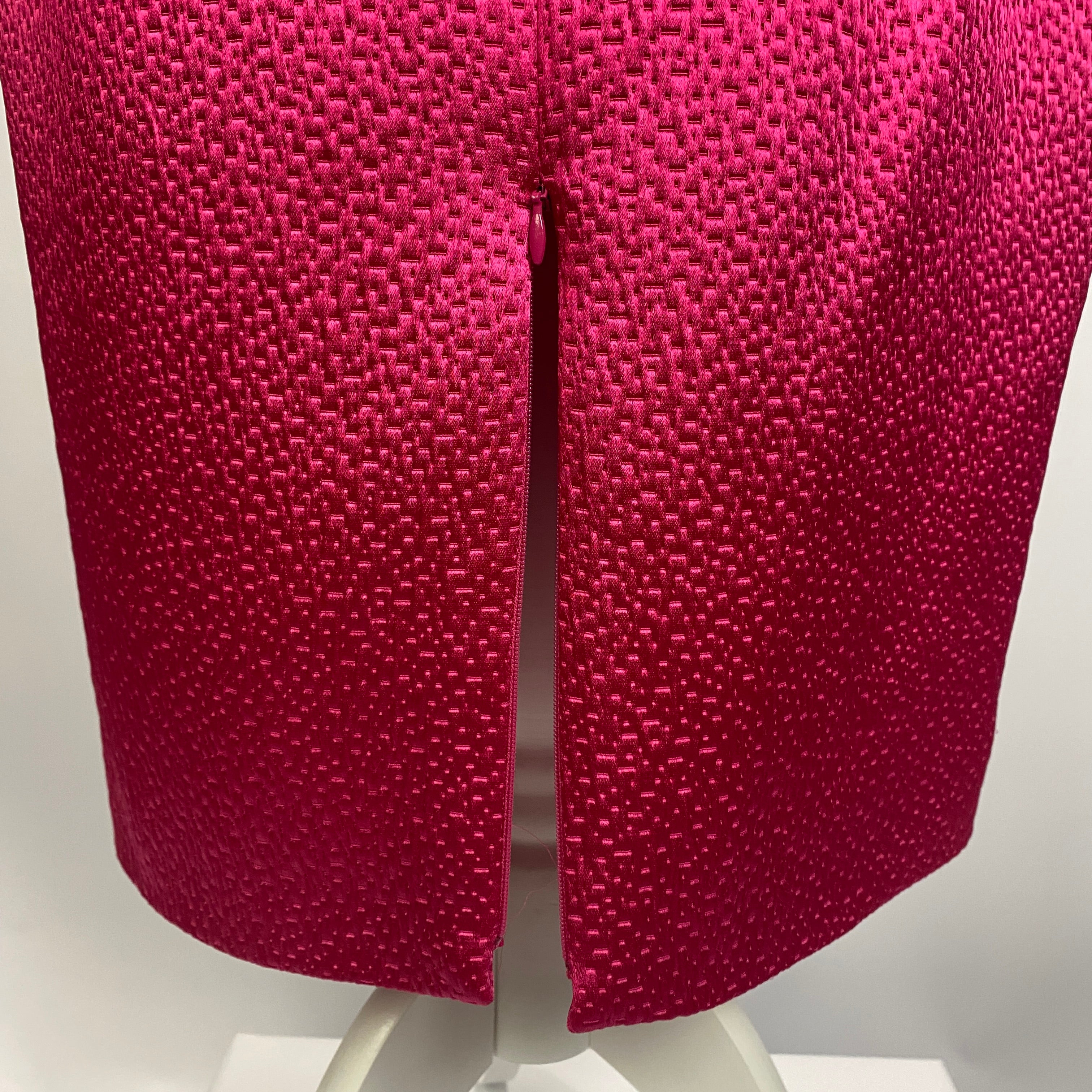 Amanda Wakeley Fuchsia Textured Satin Midi Dress XL