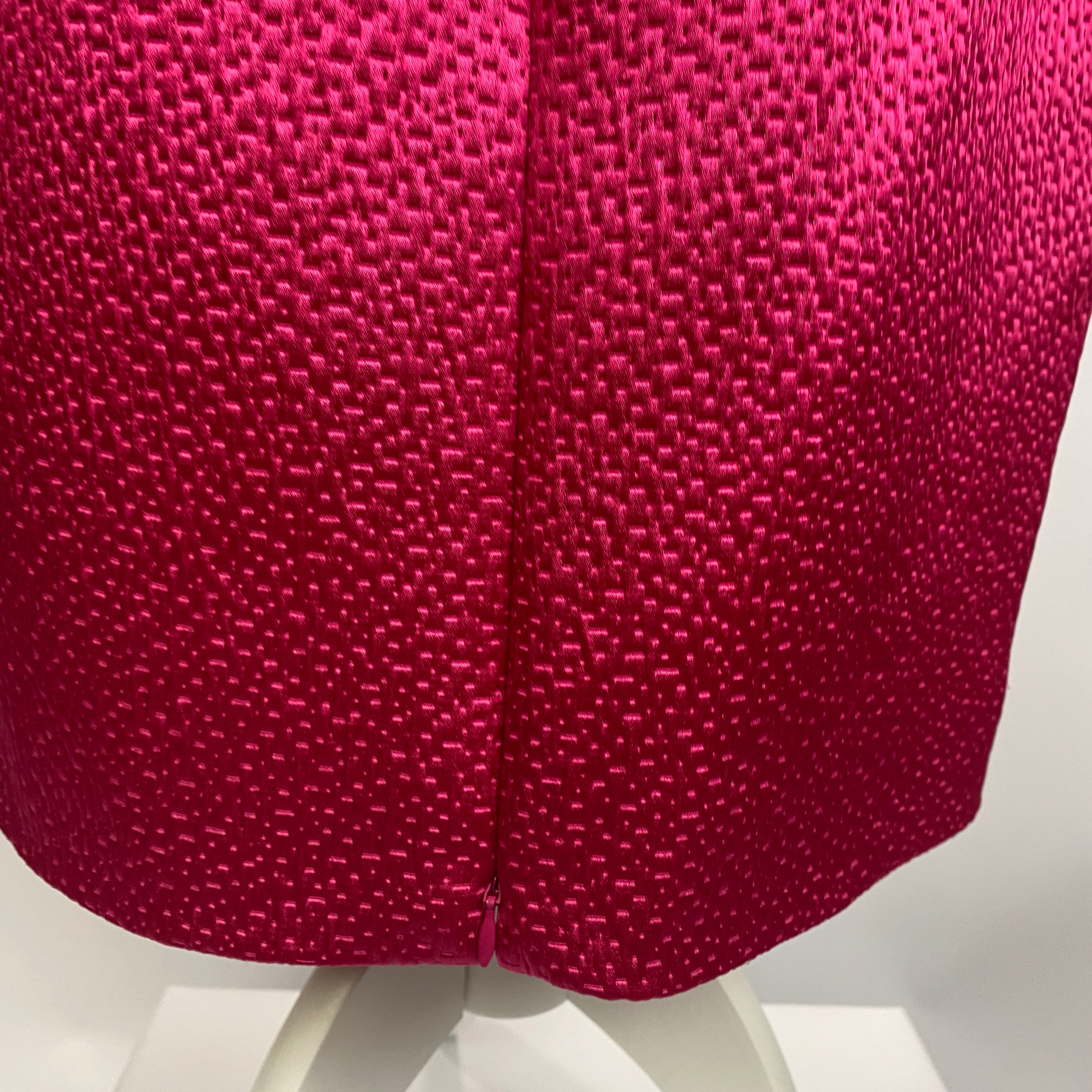 Amanda Wakeley Fuchsia Textured Satin Midi Dress XL
