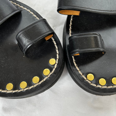 Isabel Marant £495 Black Leather Gladiator Sandals 37