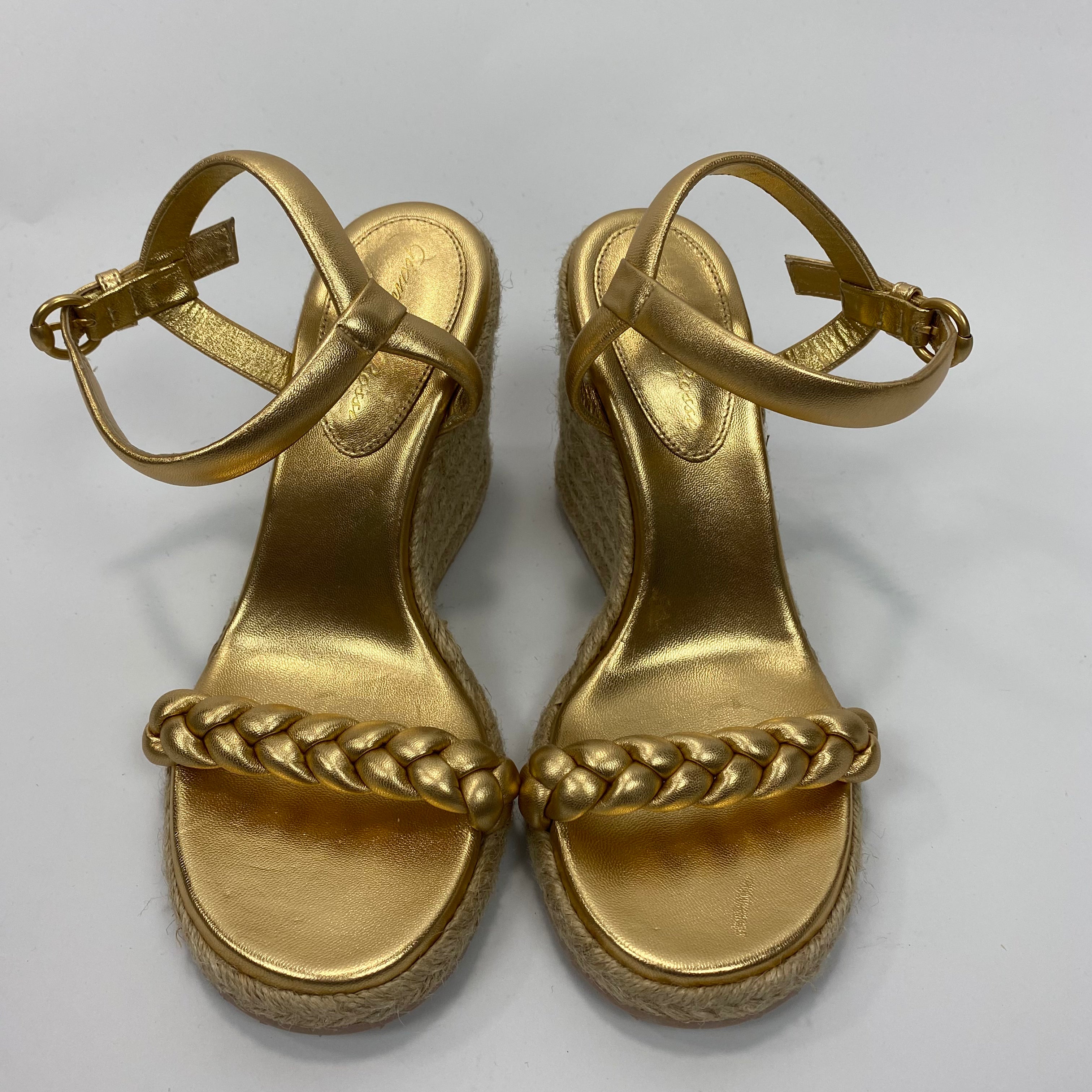 Gianvito Rossi New £825 Gold Cruz 85 Braided  Wedges 35