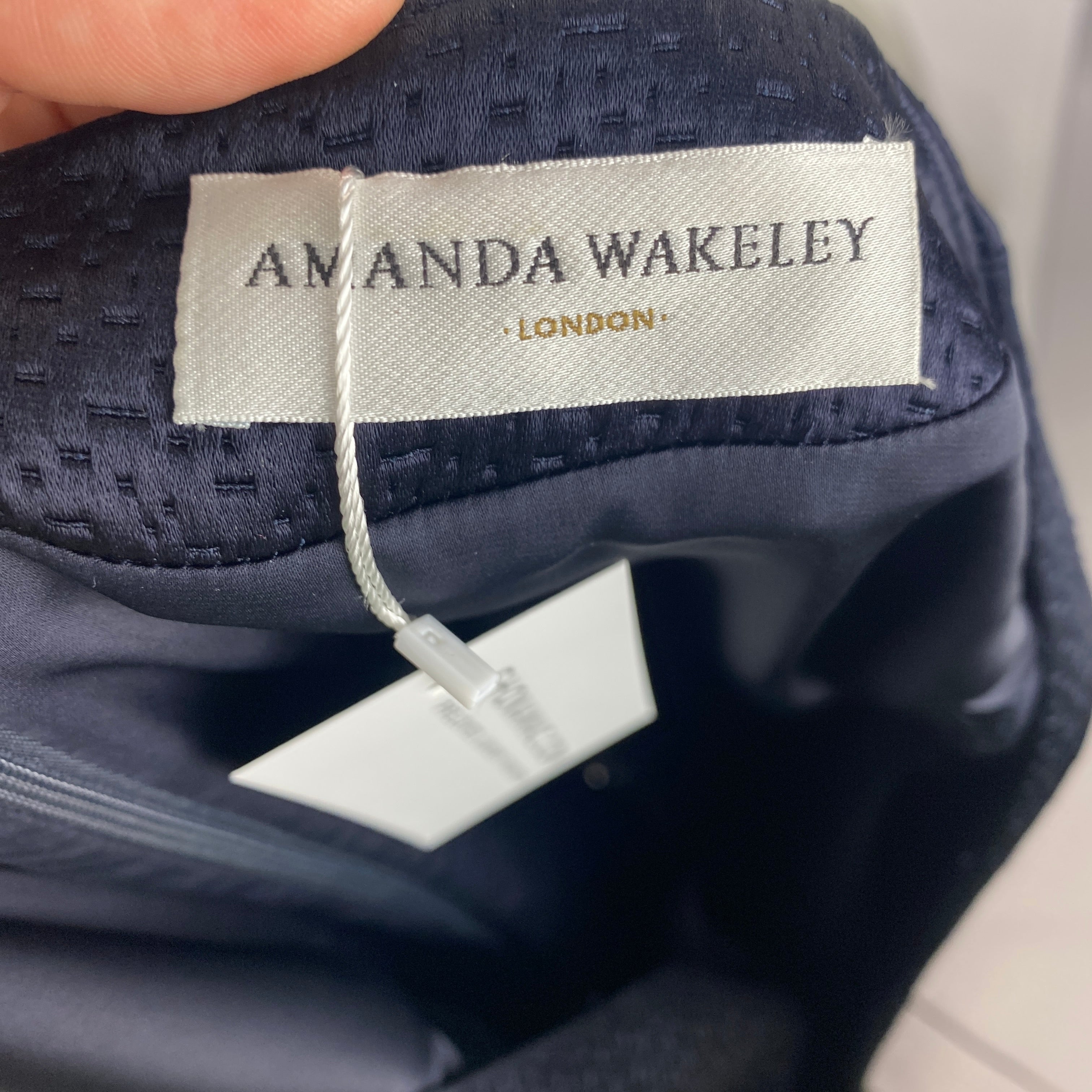 Amanda Wakeley Midnight Textured Satin Midi Dress XL