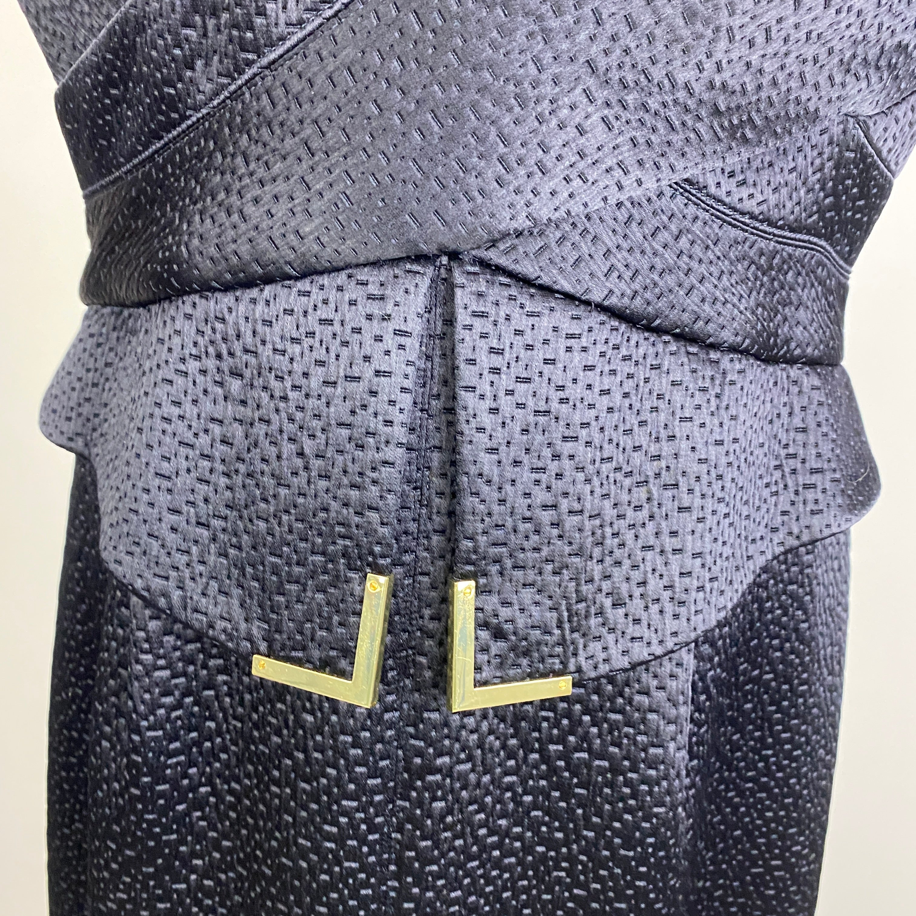 Amanda Wakeley Midnight Textured Satin Midi Dress XL