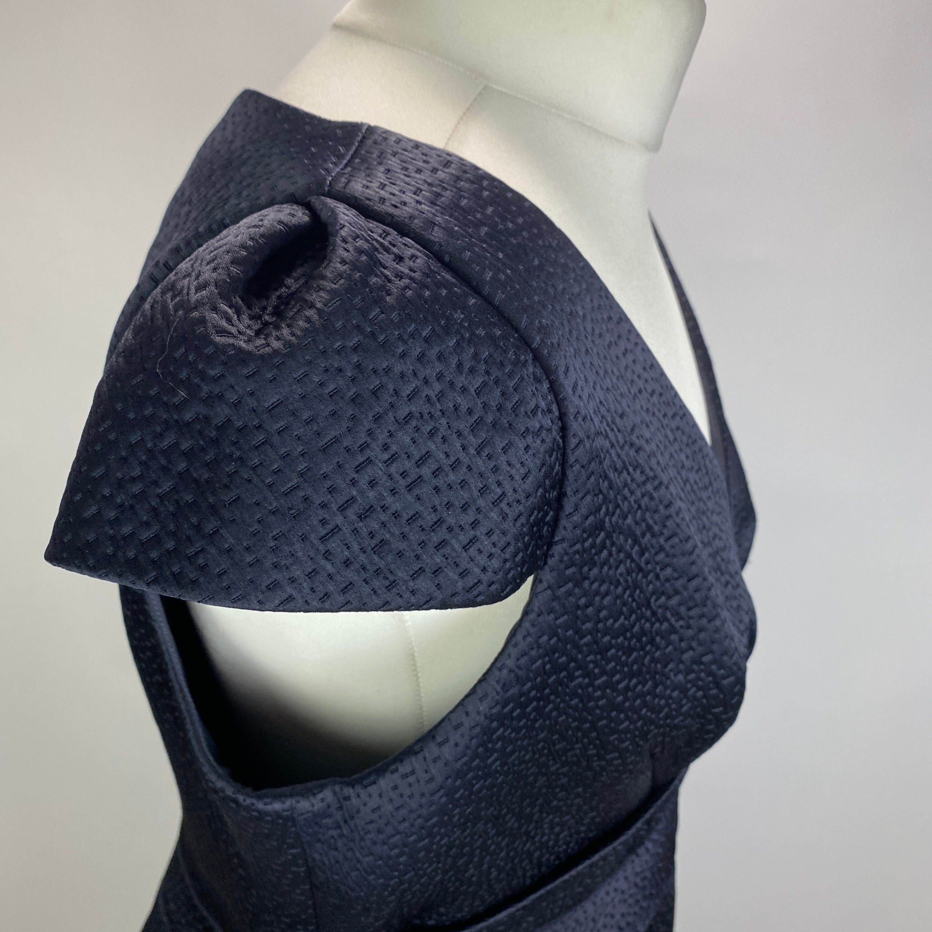 Amanda Wakeley Midnight Textured Satin Midi Dress XL
