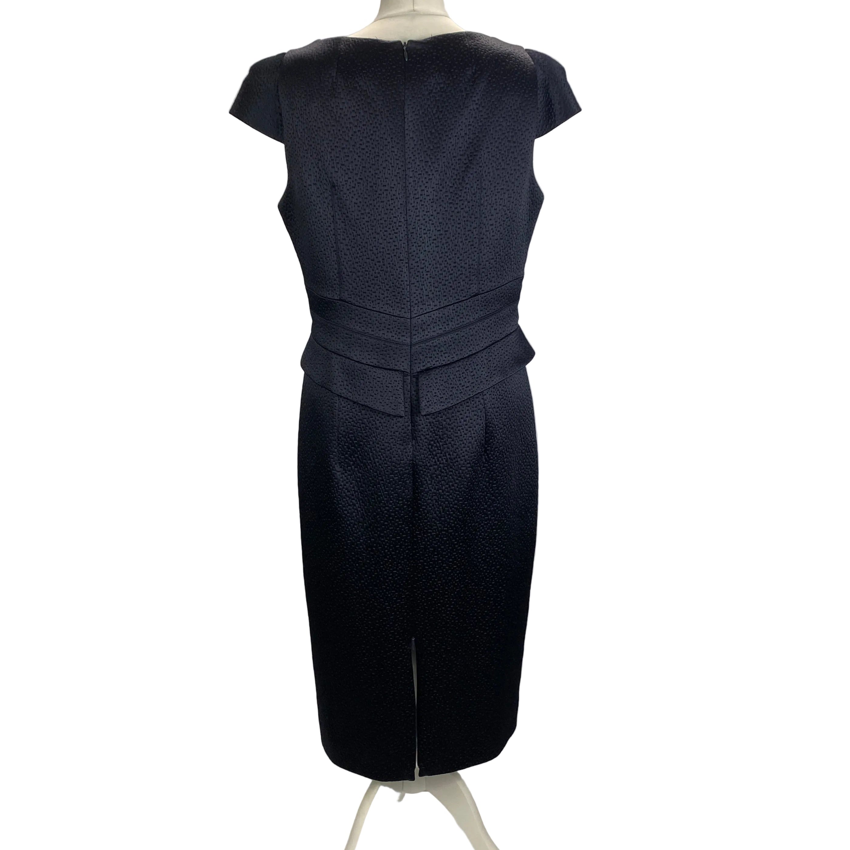 Amanda Wakeley Midnight Textured Satin Midi Dress XL