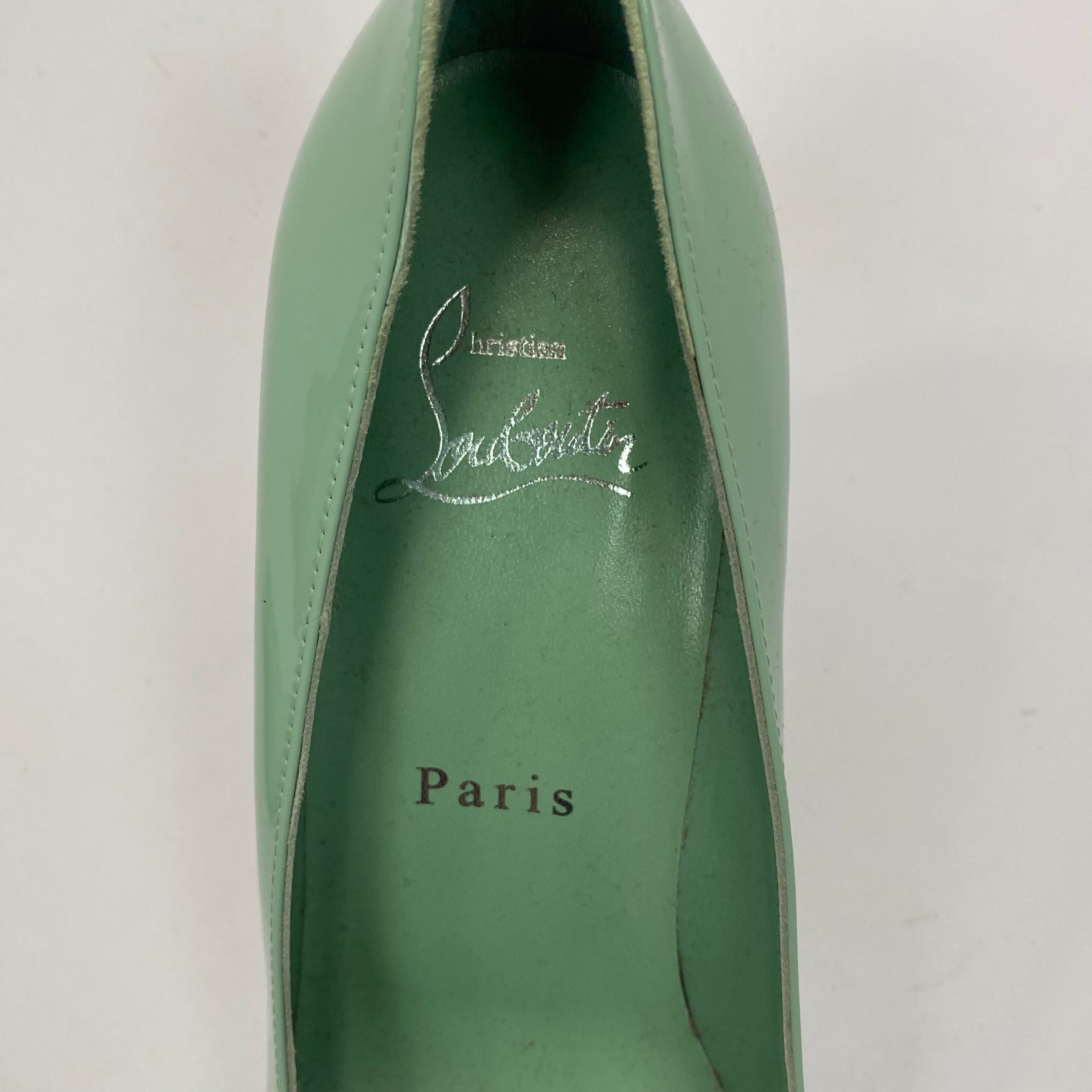 Christian Louboutin New Mint Patent Pigalle 85 Heels 35.5