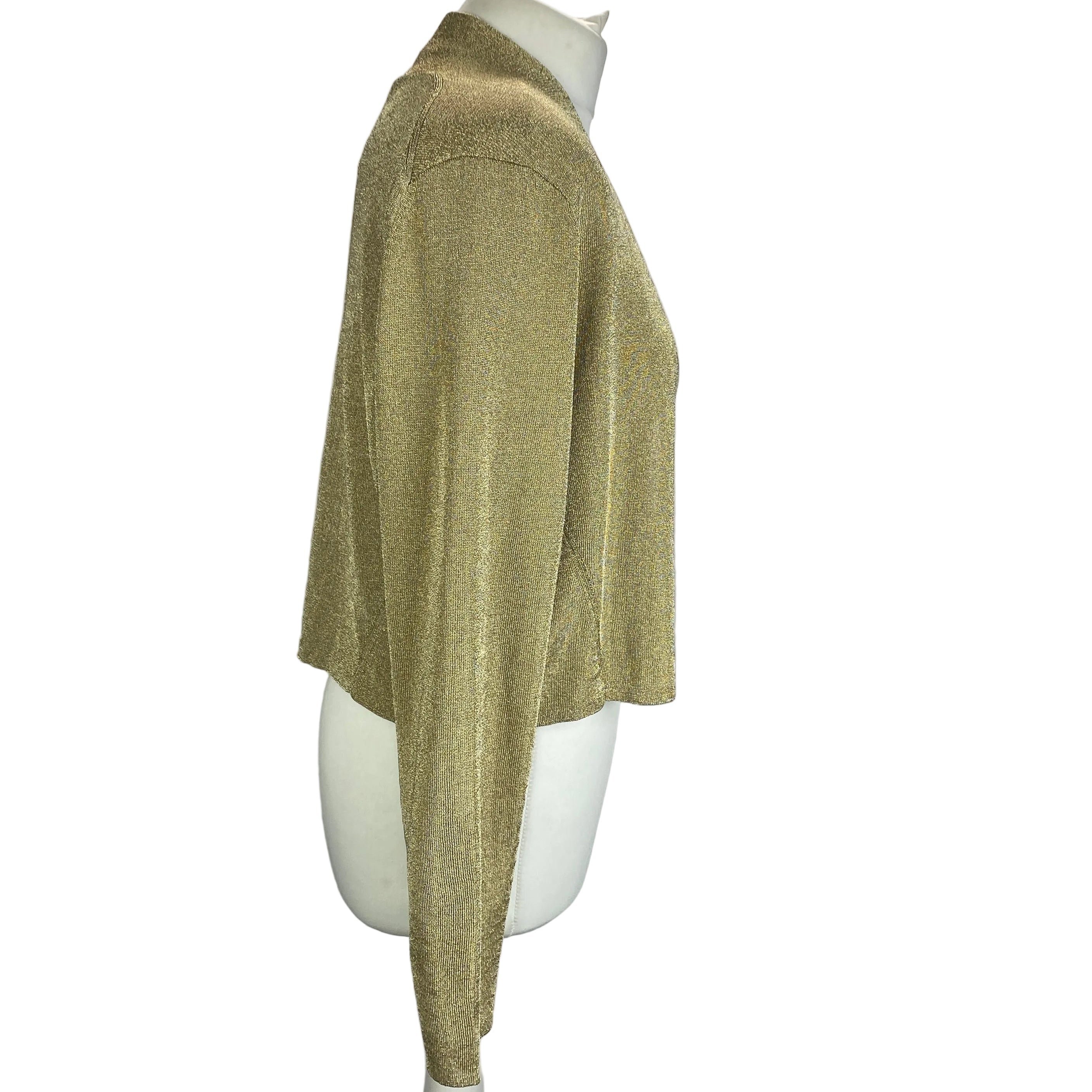 The Fold New £300 Gold Metallic Knit Jacket L