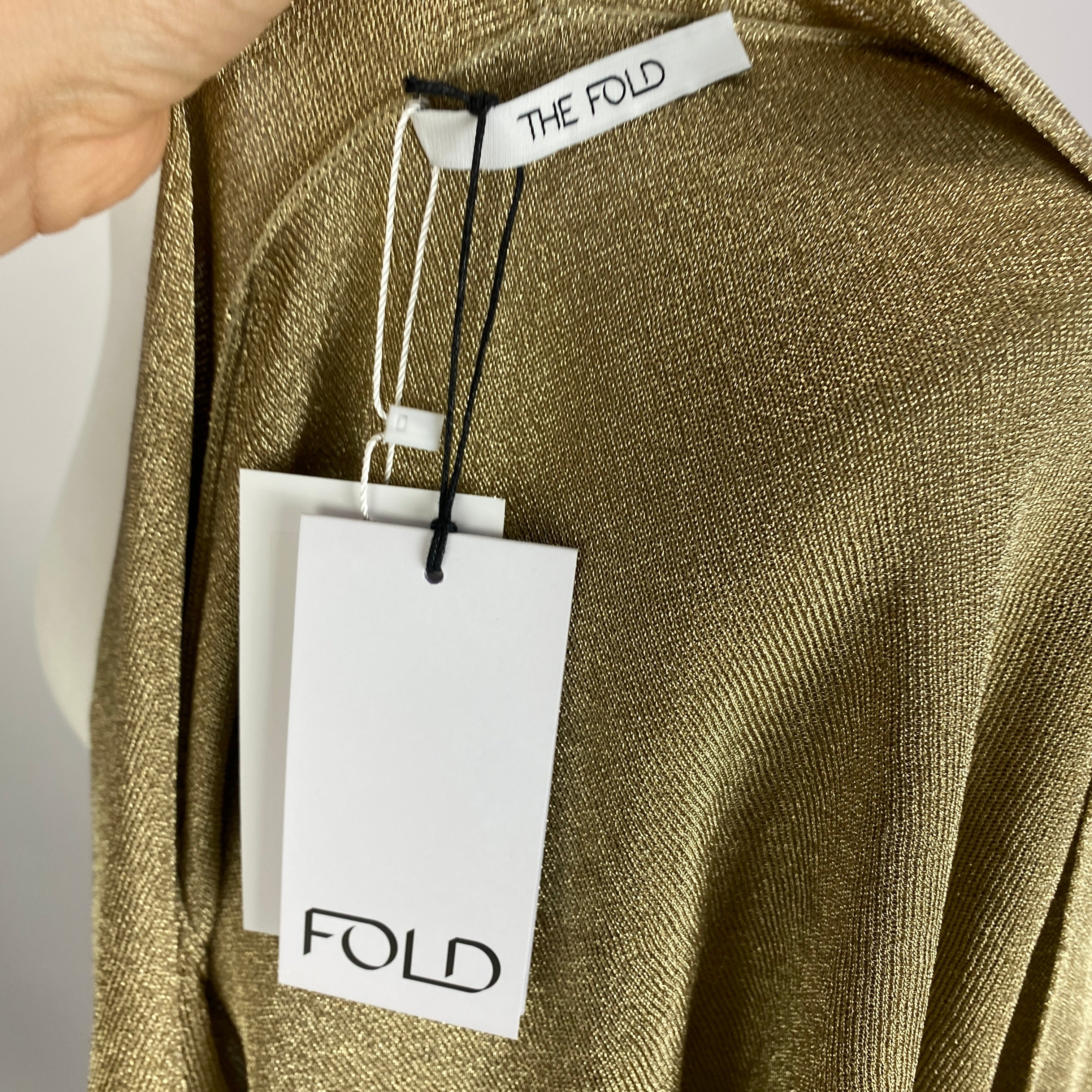 The Fold New £300 Gold Metallic Knit Jacket L
