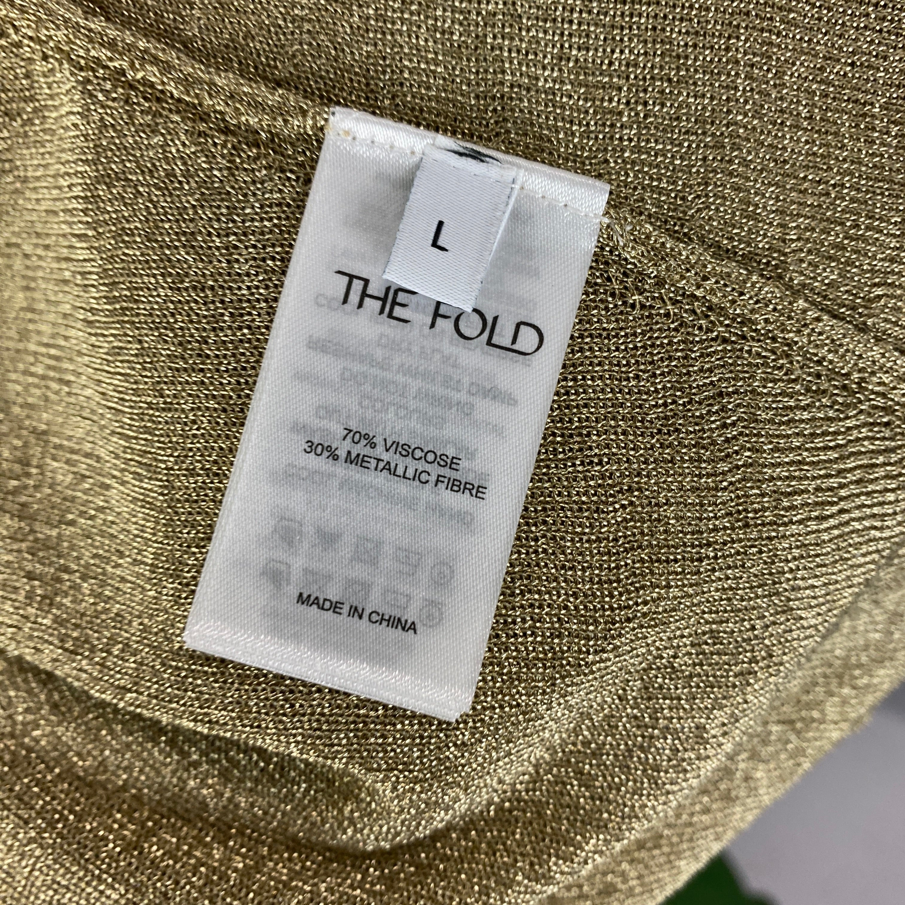 The Fold New £300 Gold Metallic Knit Jacket L