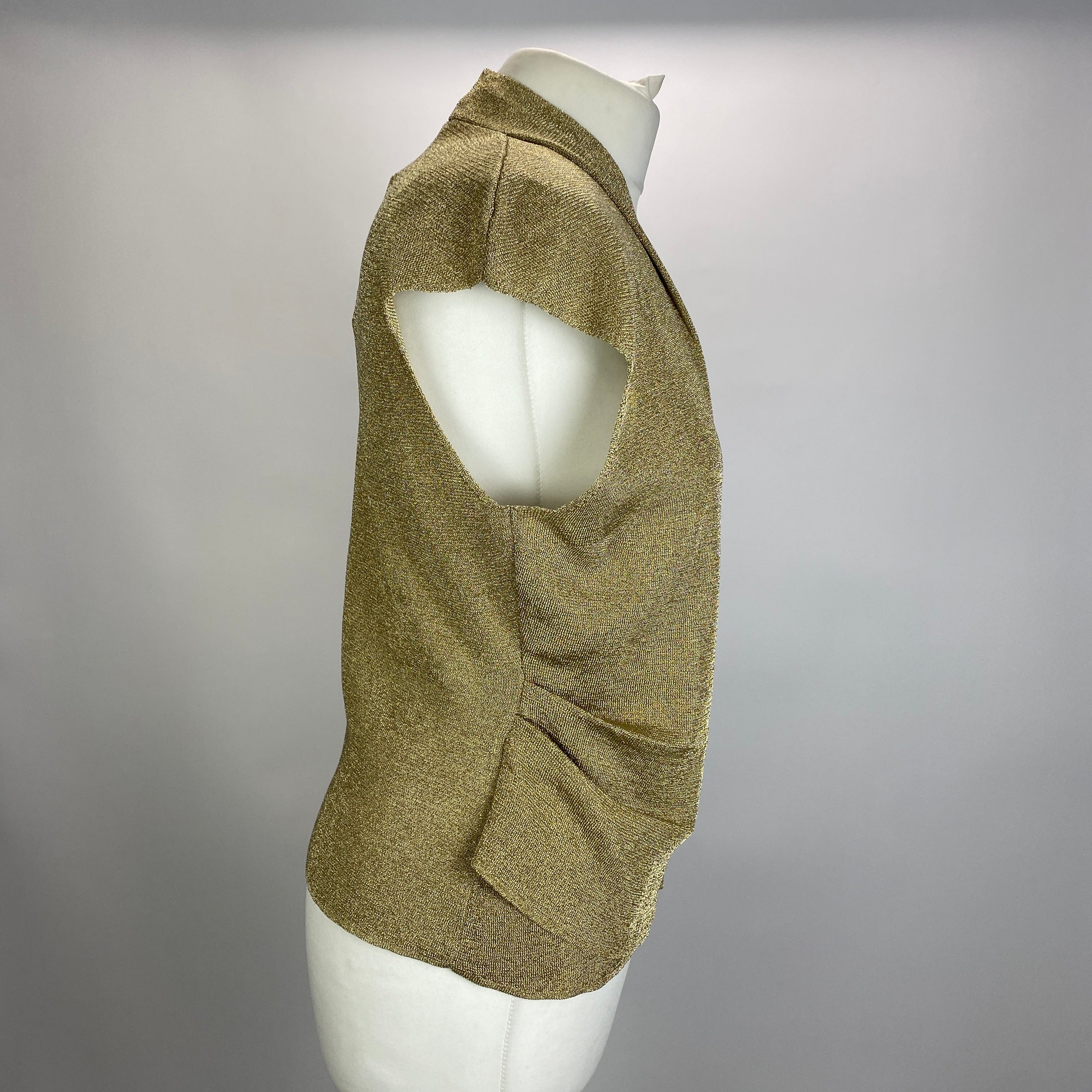 The Fold New £200 Gold Metallic Knit Top L