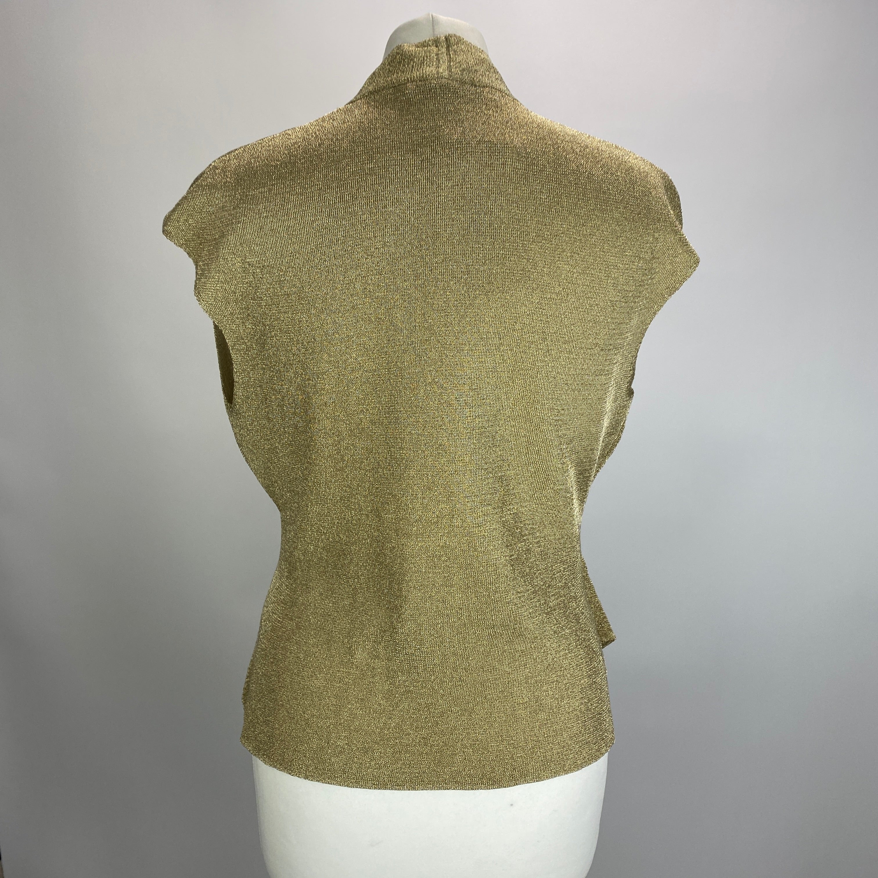 The Fold New £200 Gold Metallic Knit Top L