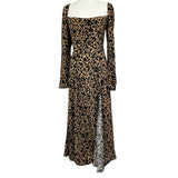 Reformation Camel Leopardprint Shirred Maxi Dress M