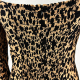 Reformation Camel Leopardprint Shirred Maxi Dress M