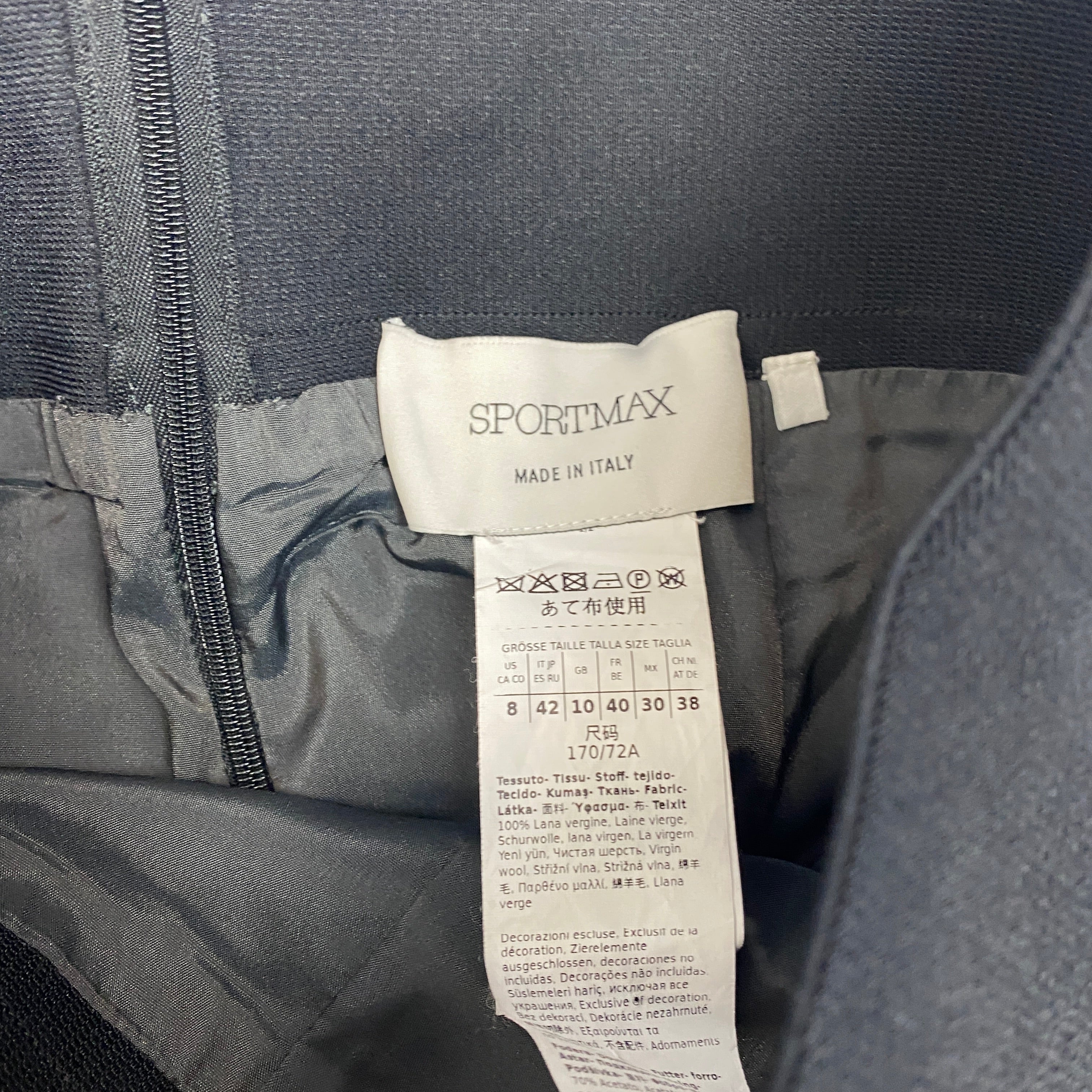 SportMax Grey Wool Pencil Skirt S/M