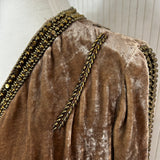 Parker Pale Cocoa Velvet & Gold Embellished Jacket M