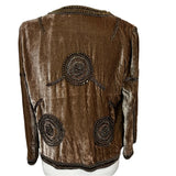 Parker Pale Cocoa Velvet & Gold Embellished Jacket M