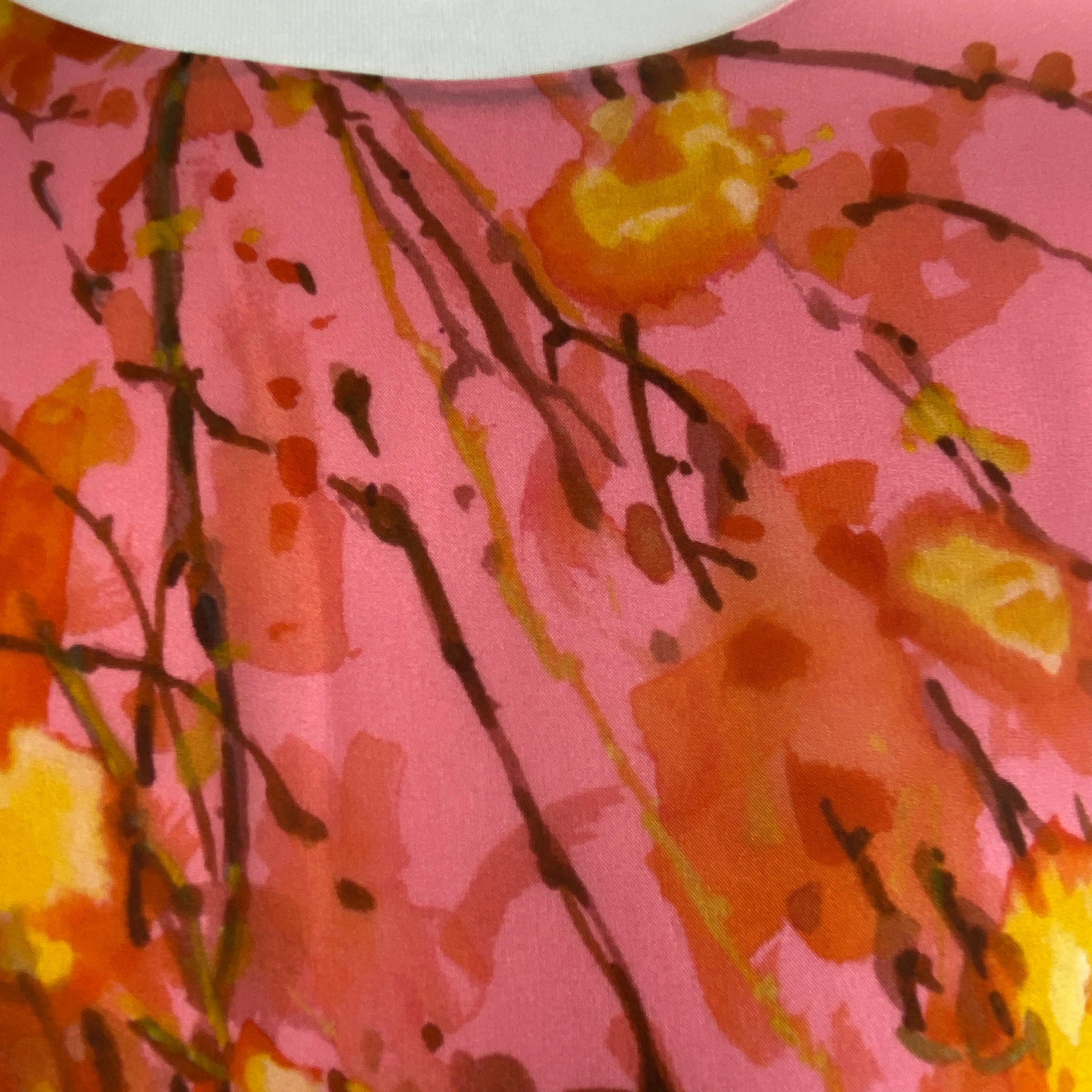 The Fold £520 Pink Cherry Blossom Print Silk Occassion Dress L