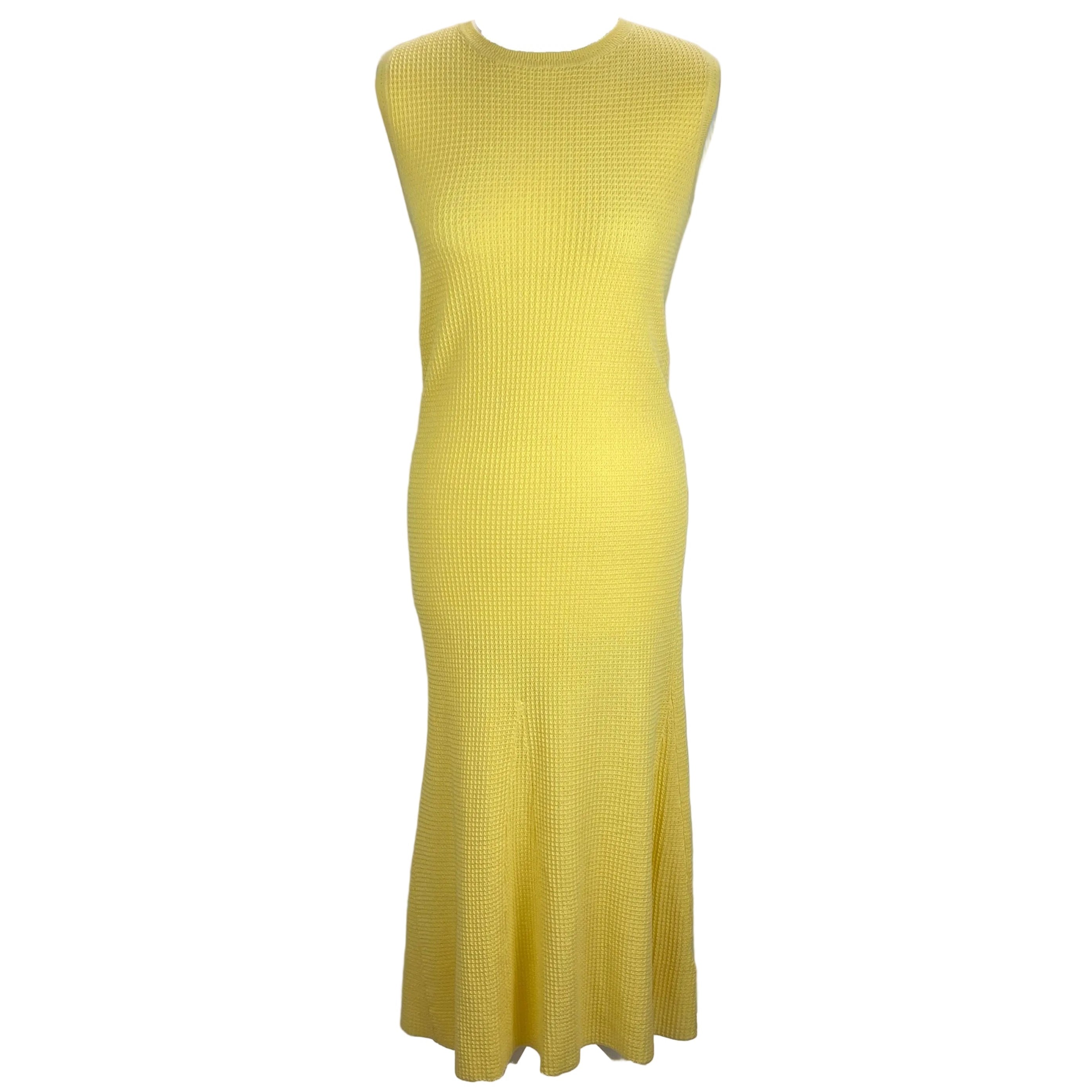 FUB New £202 Lemon Cotton Waffle Knit Maxi Dress S