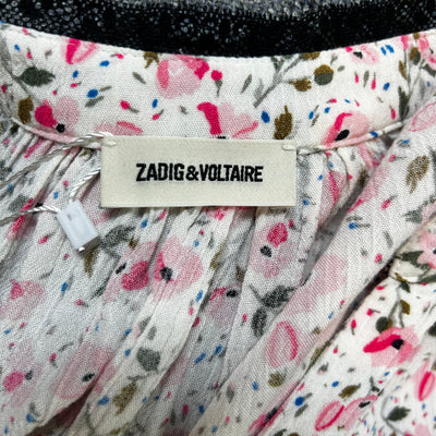 Zadig & Voltaire Pink & White Tink Print Tunic Blouse XS