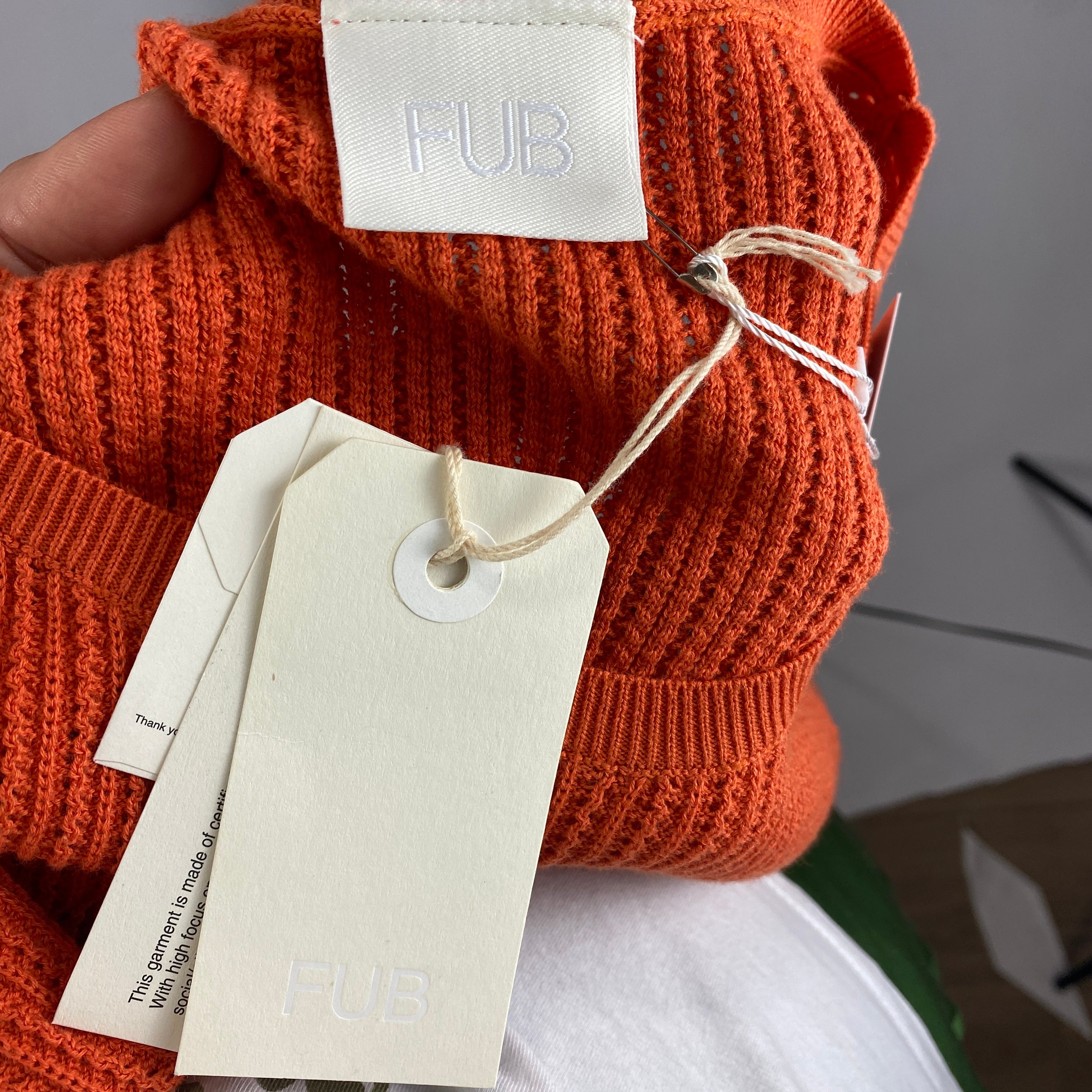 FUB New £202 Tangerine Cotton Rib Knit Maxi Dress S