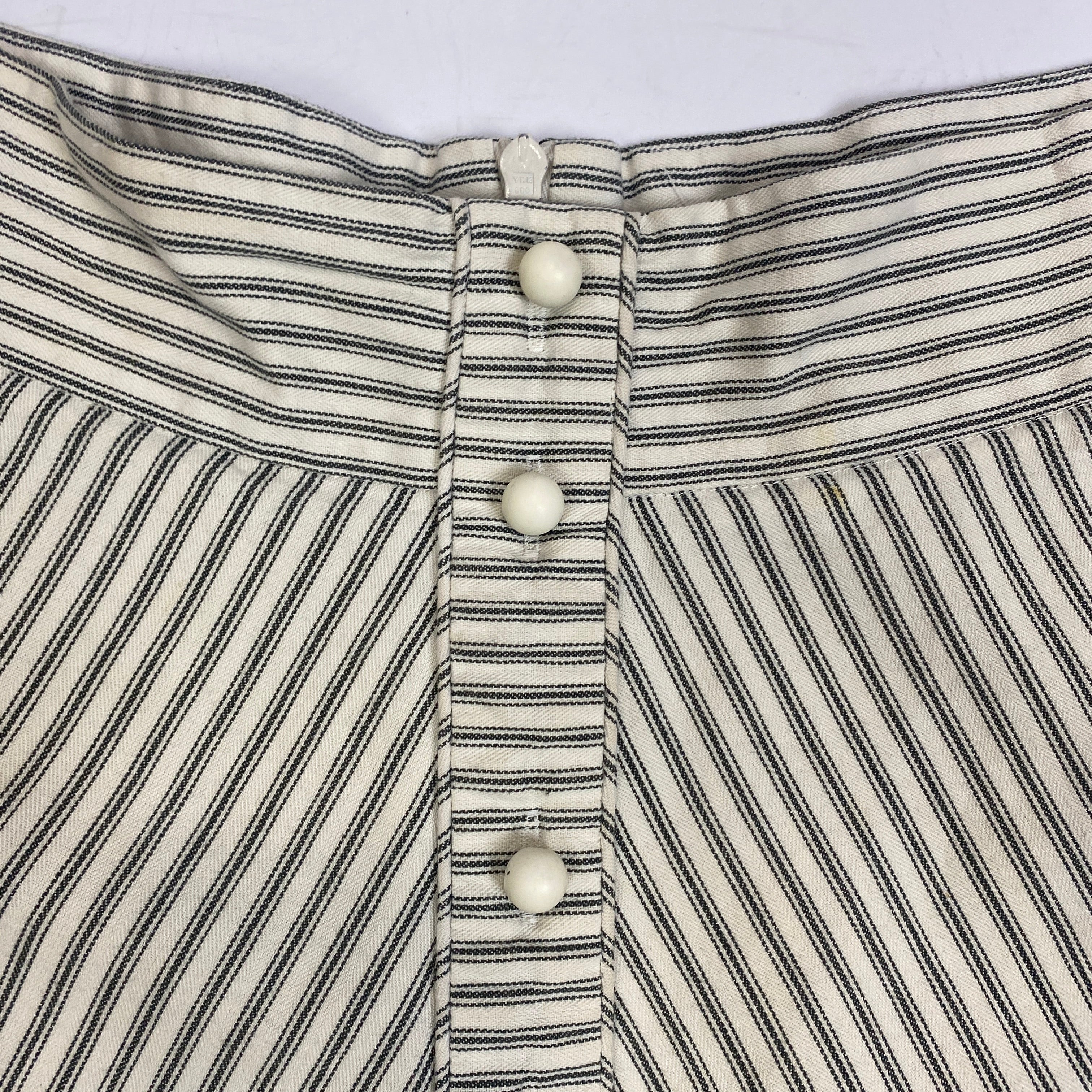 Anna Mason Ecru Striped Cotton Skirt S