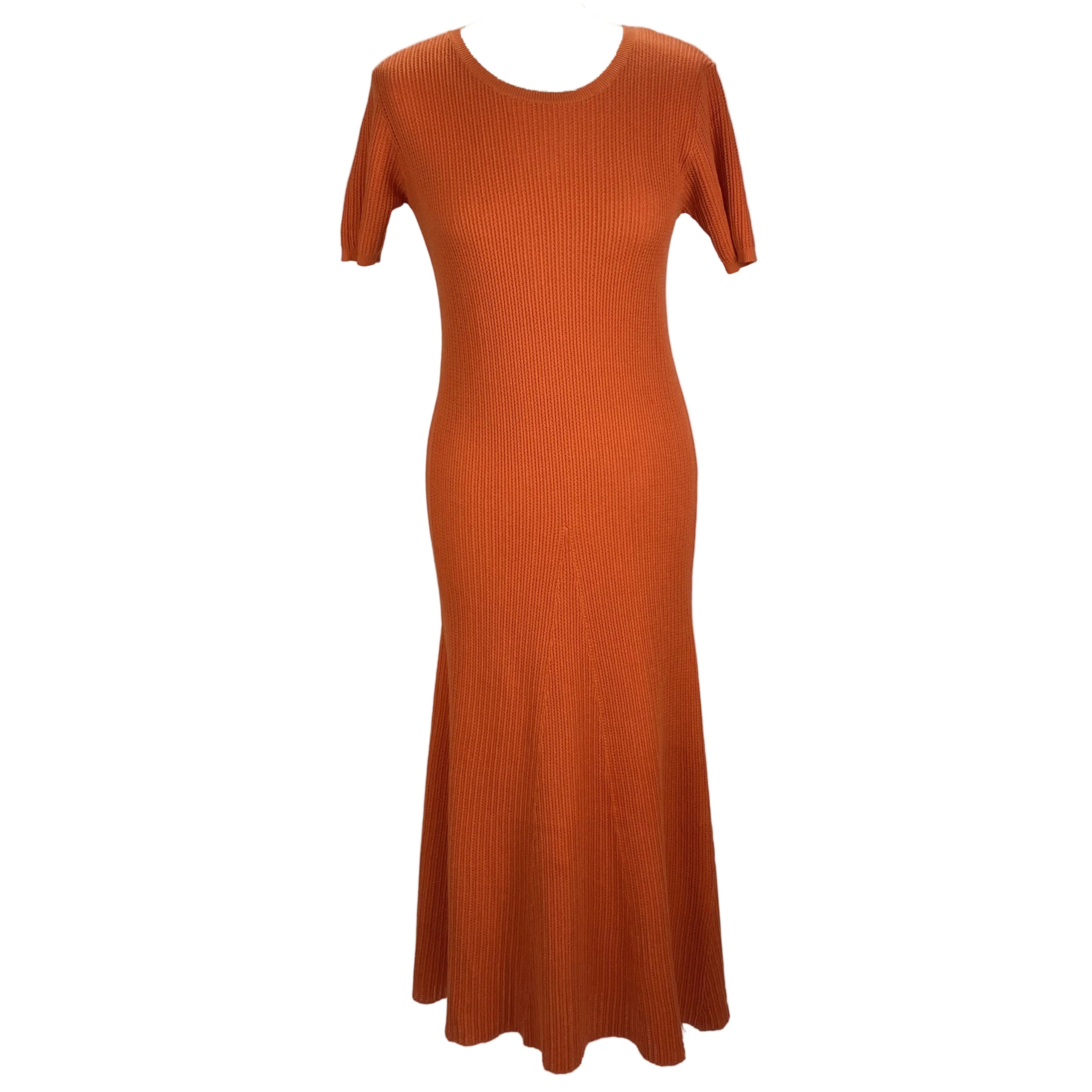FUB New £202 Tangerine Cotton Rib Knit Maxi Dress S