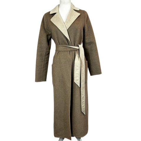 Duffy Taupe & Cream Reversible Mongolian Cashmere Coat M