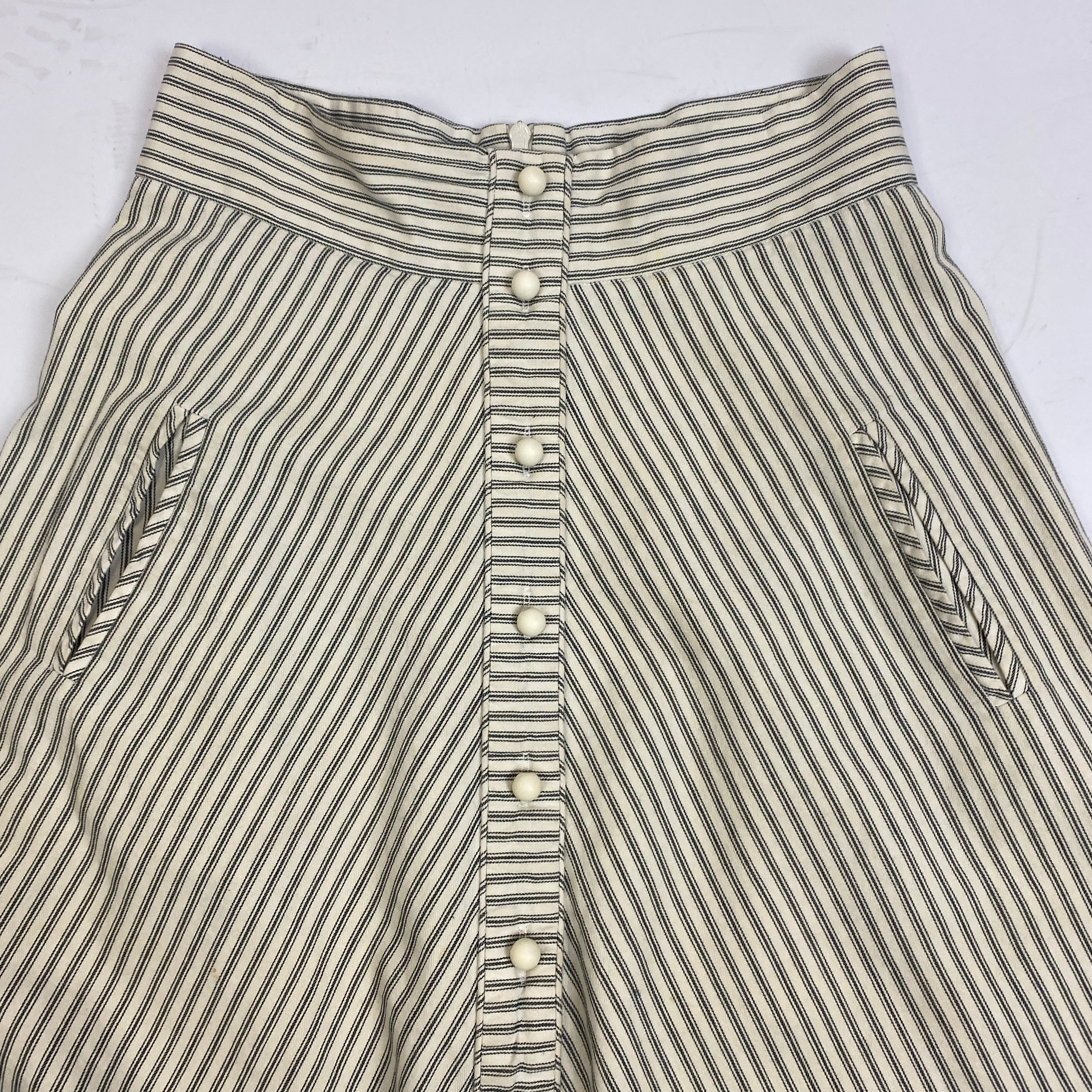 Anna Mason Ecru Striped Cotton Skirt S