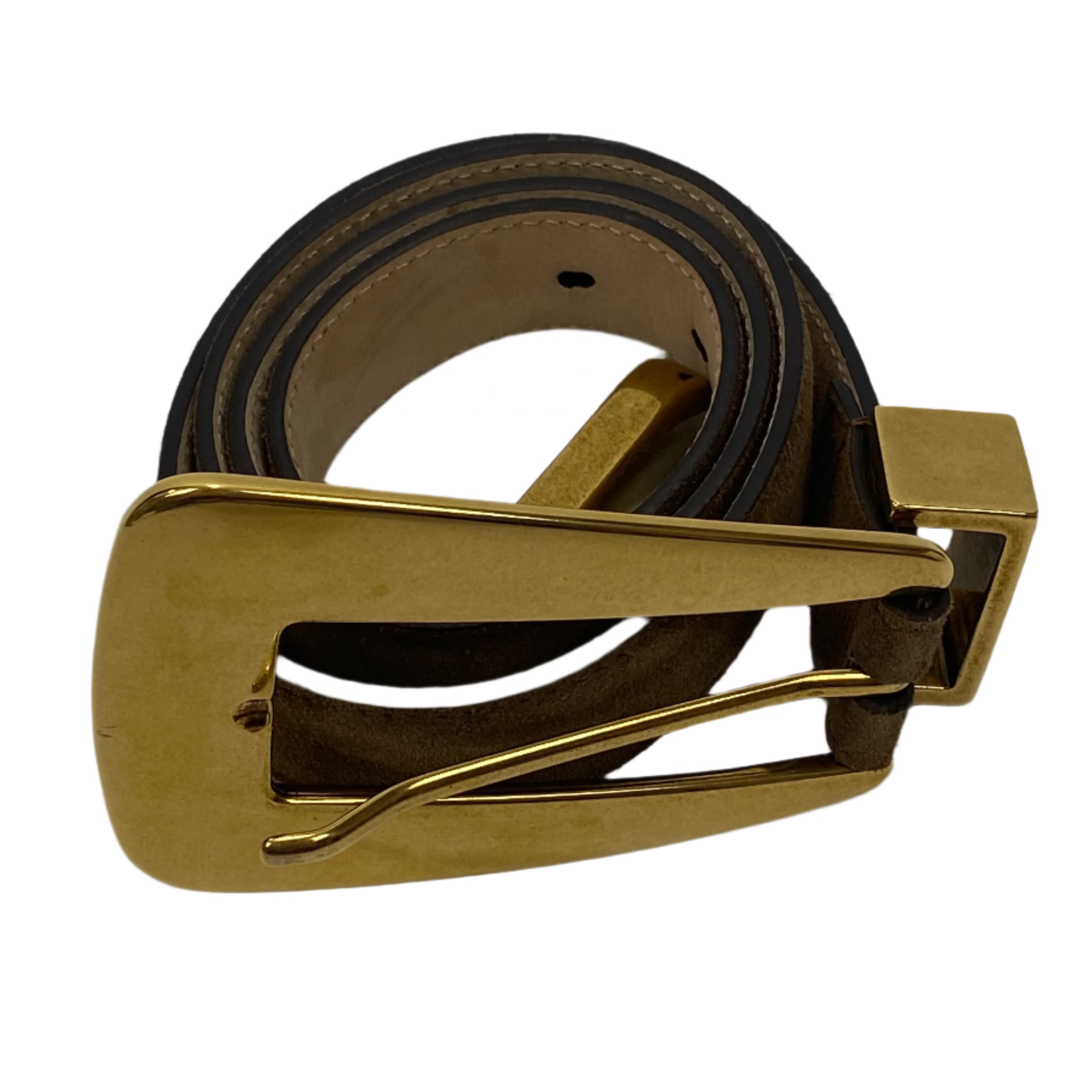 Khaite New £870 Lucca Brown Suede Belt 80cm