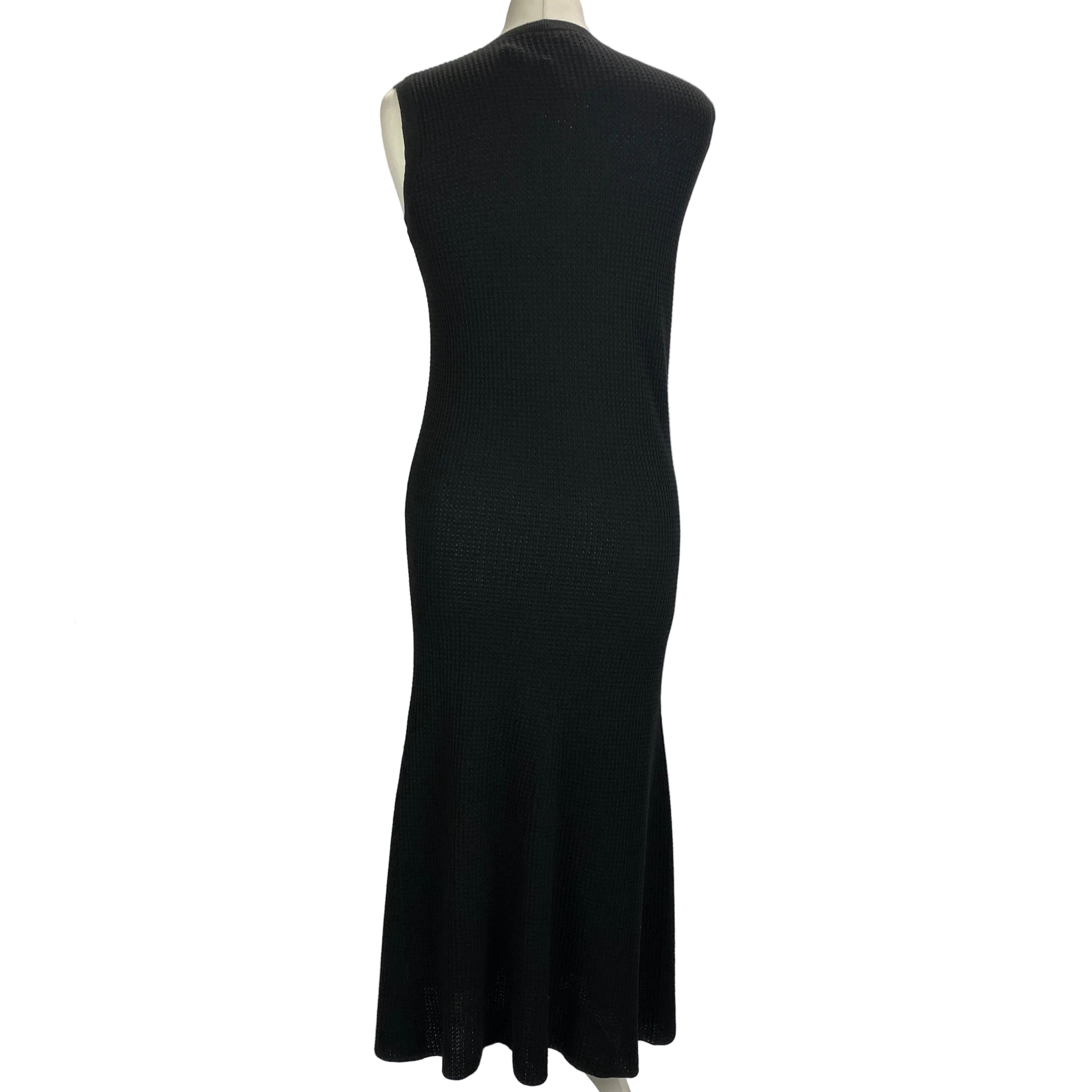 FUB New £202 Black Cotton Waffle Knit Maxi Dress S