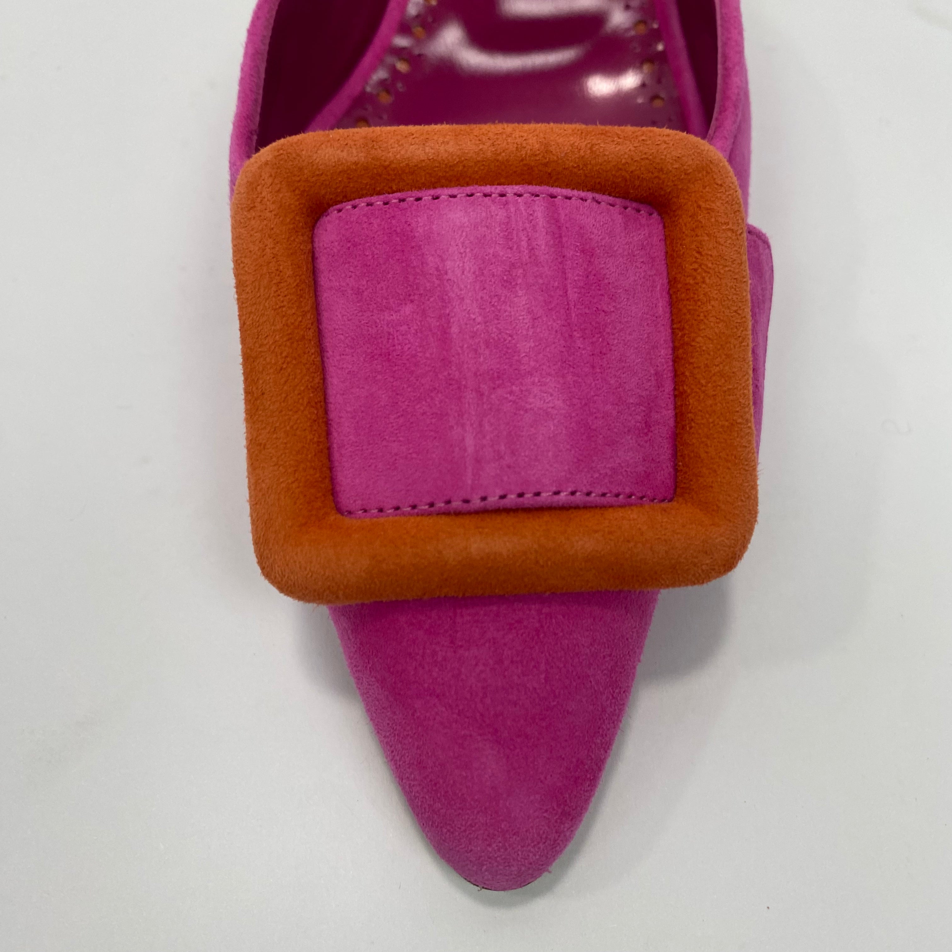 Manolo Blahnik New £695 Pink Suede Maysale Kitten Heels 35