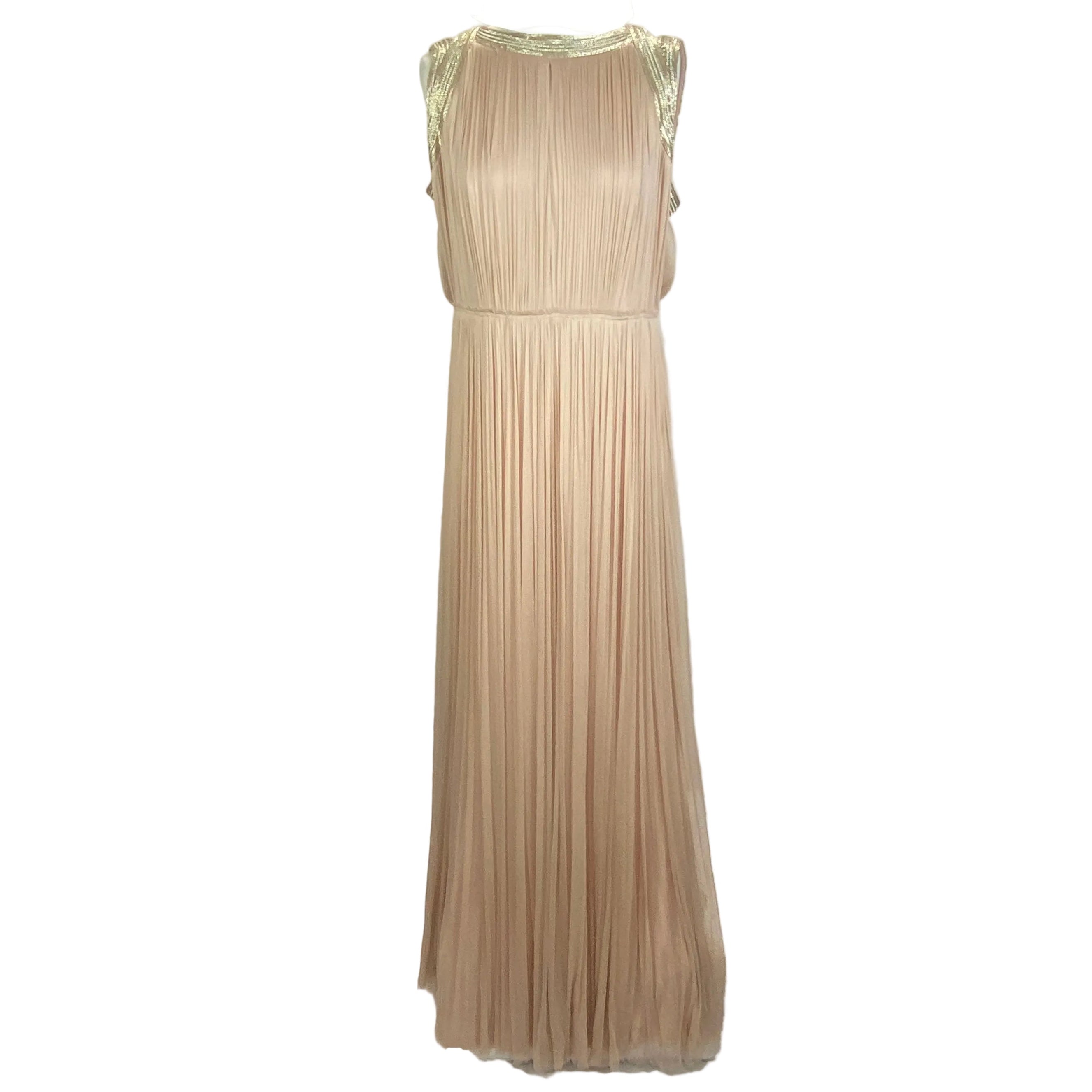 Amanda Wakeley Nude Silk Embellished Maxi Dress XL