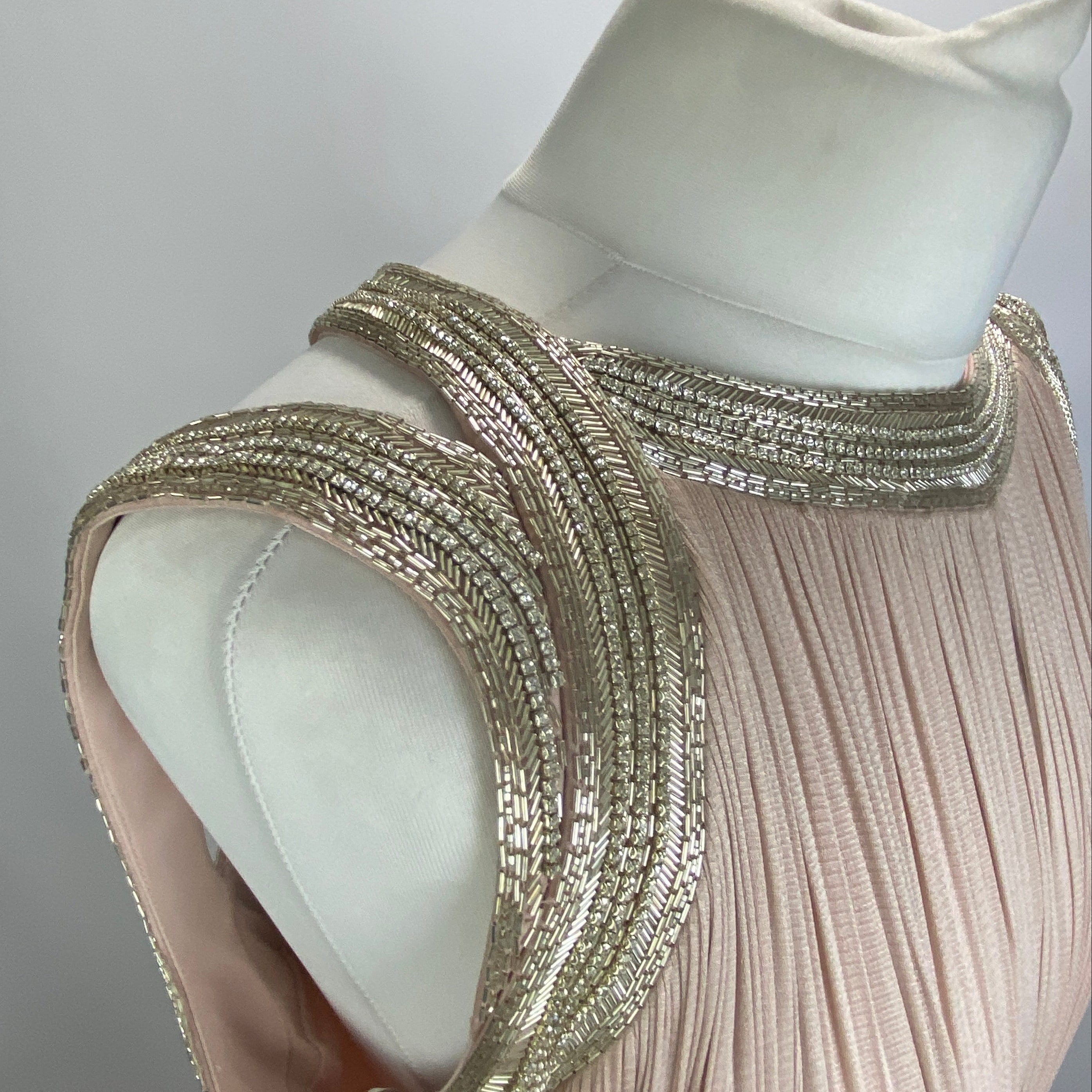 Amanda Wakeley Nude Silk Embellished Maxi Dress XL