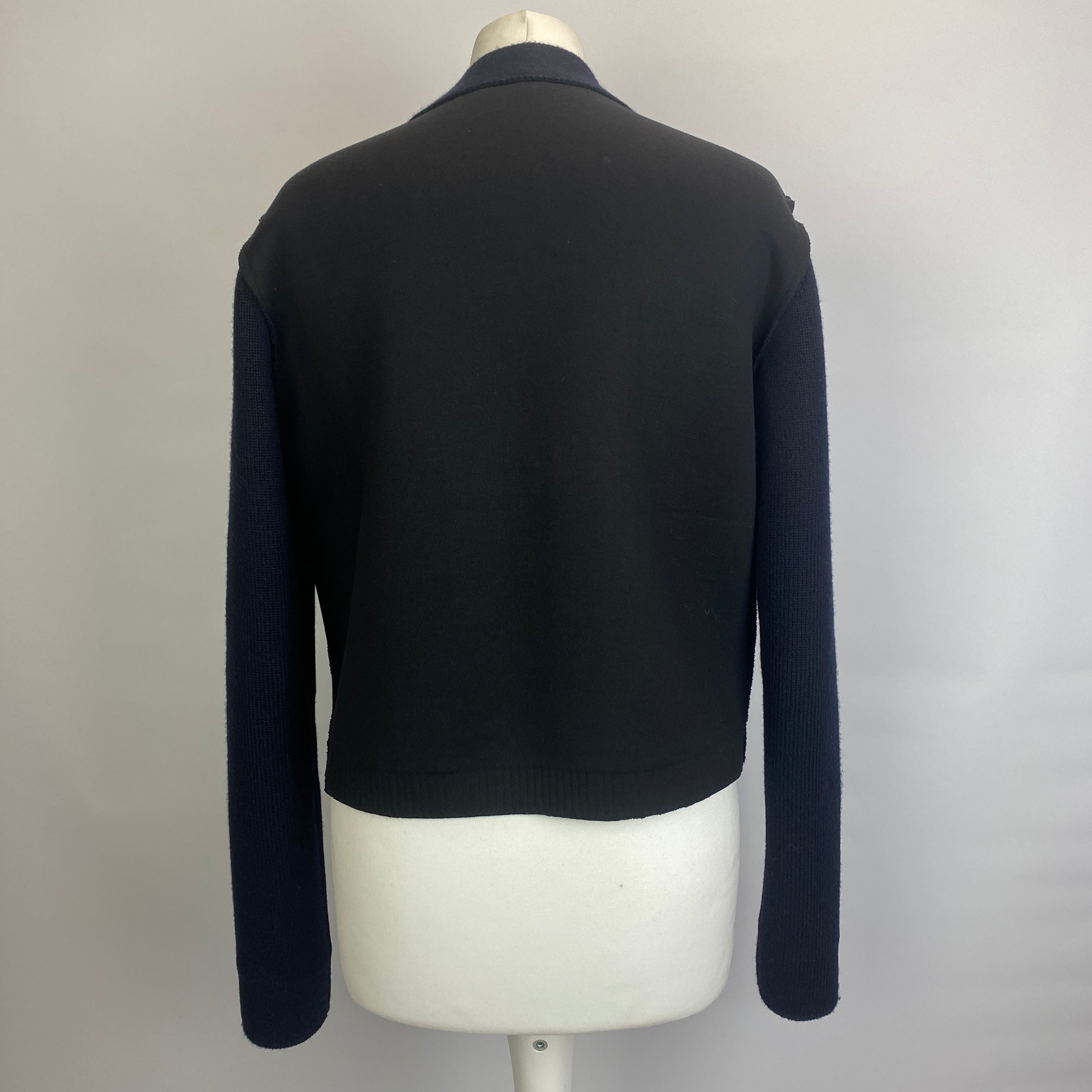 Nina Ricci Navy Black Wool Utility Cardigan Sweater M