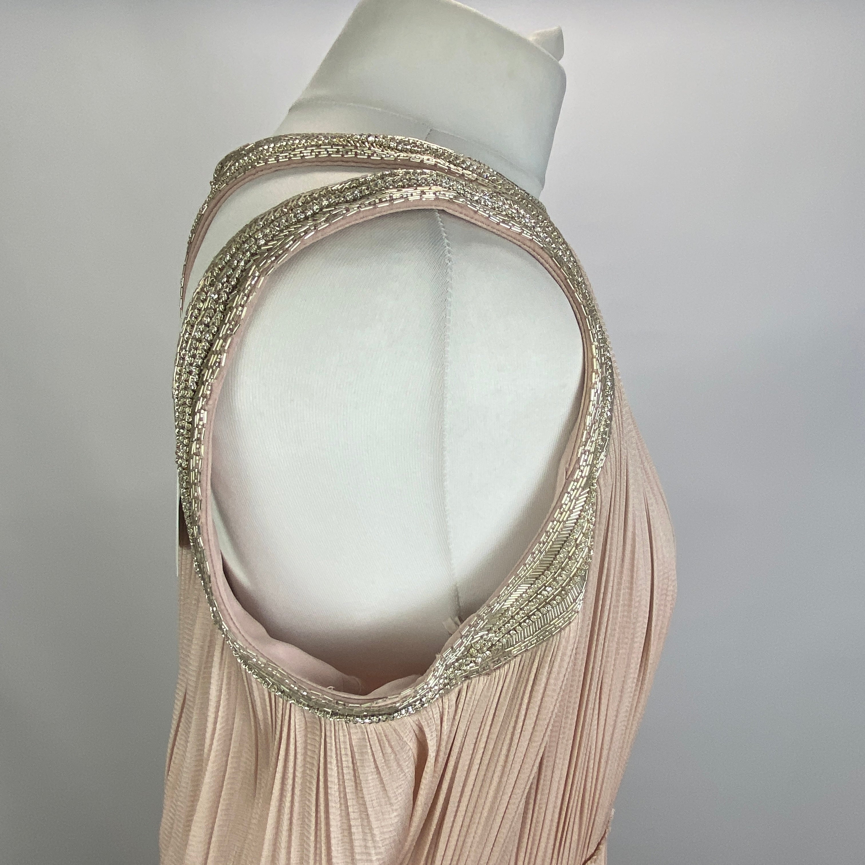 Amanda Wakeley Nude Silk Embellished Maxi Dress XL