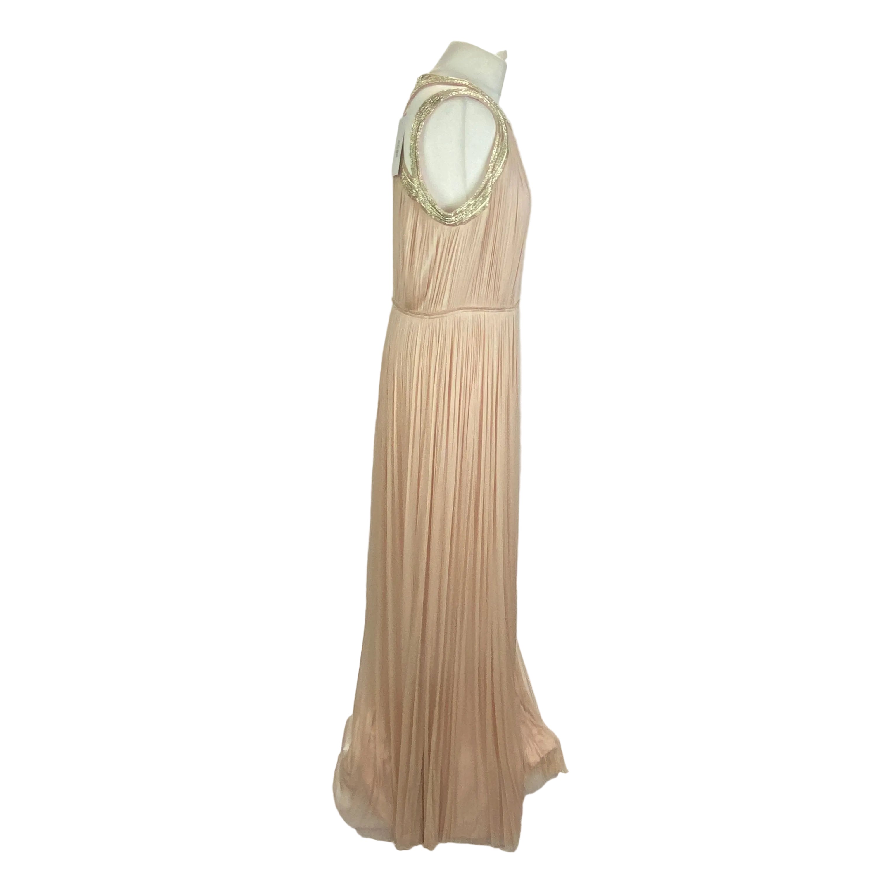 Amanda Wakeley Nude Silk Embellished Maxi Dress XL