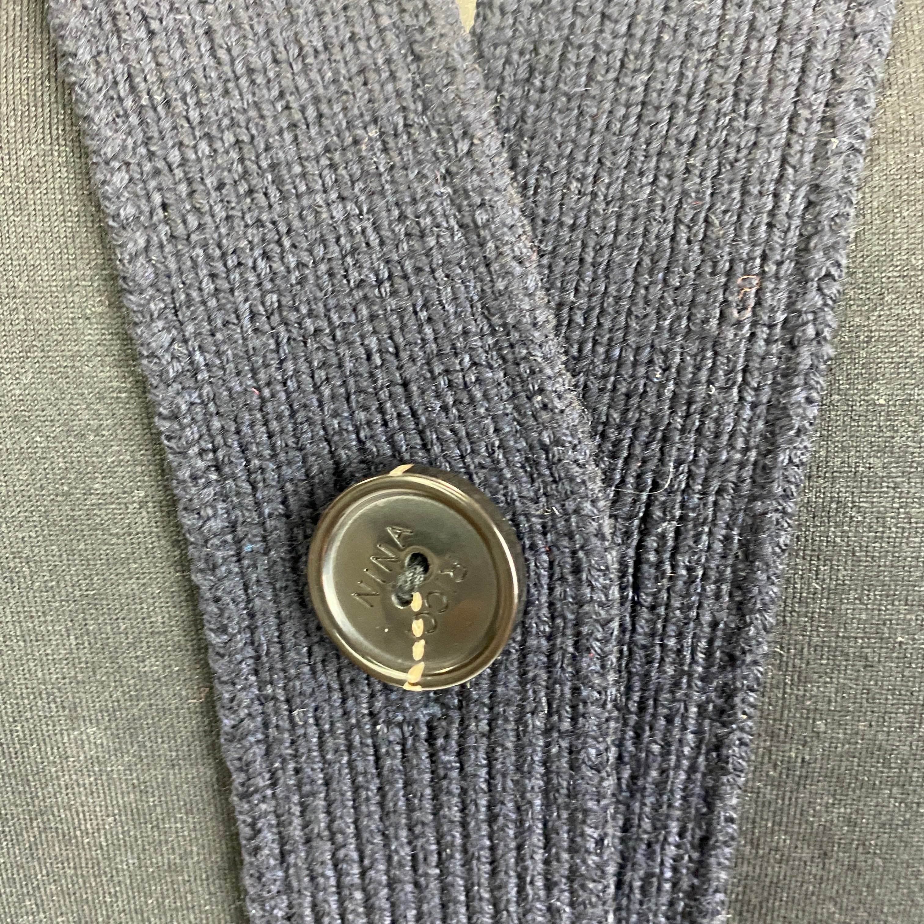 Nina Ricci Navy Black Wool Utility Cardigan Sweater M