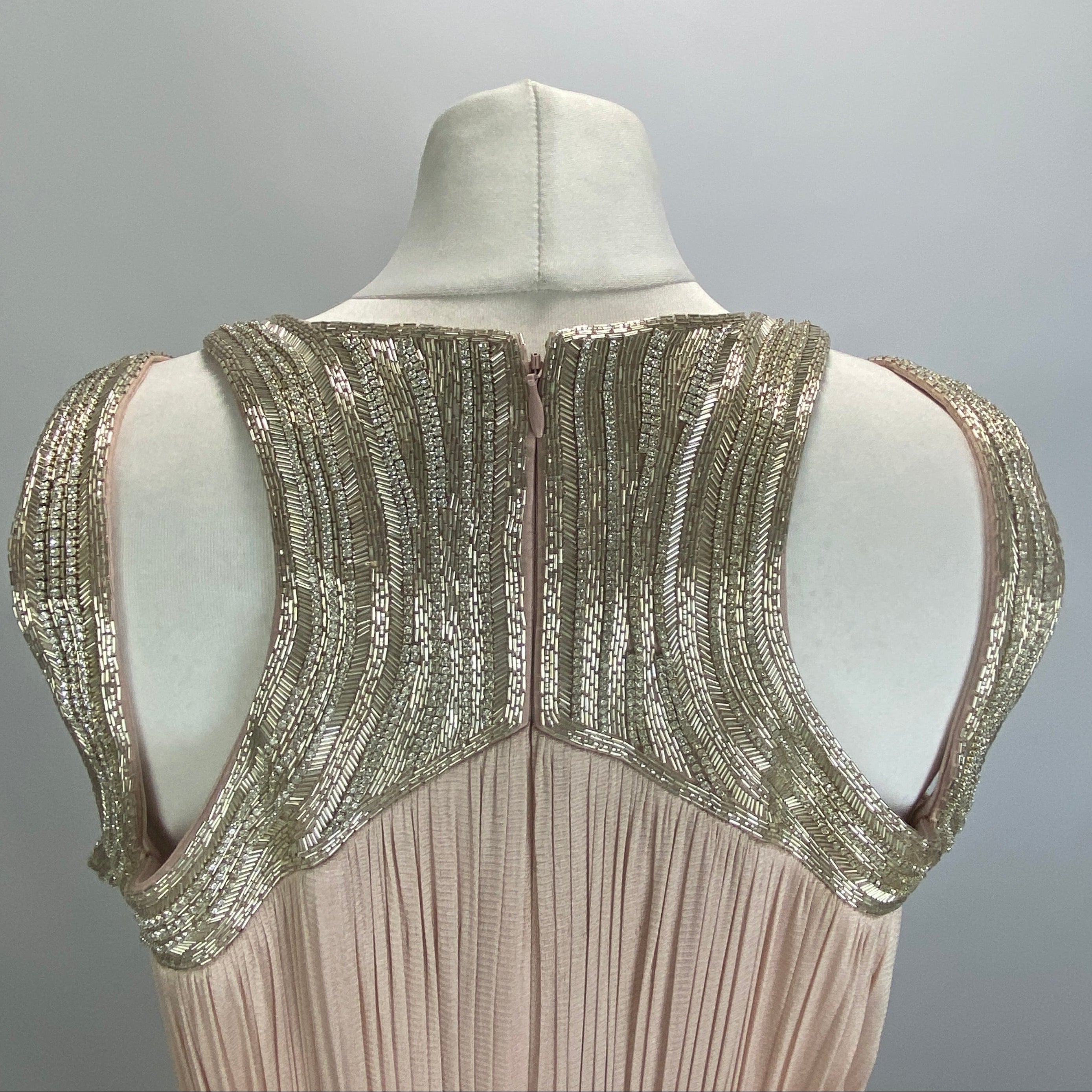 Amanda Wakeley Nude Silk Embellished Maxi Dress XL