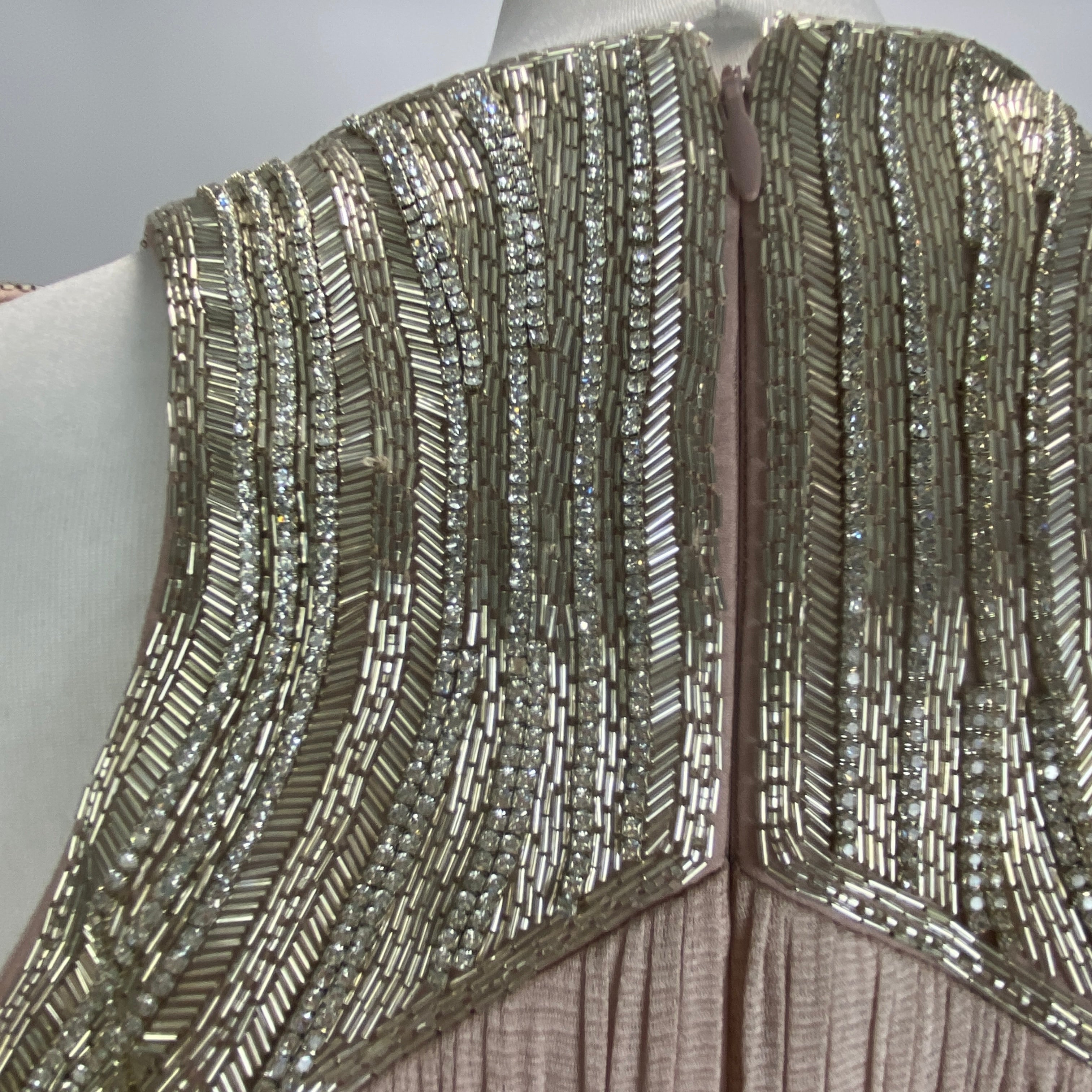 Amanda Wakeley Nude Silk Embellished Maxi Dress XL
