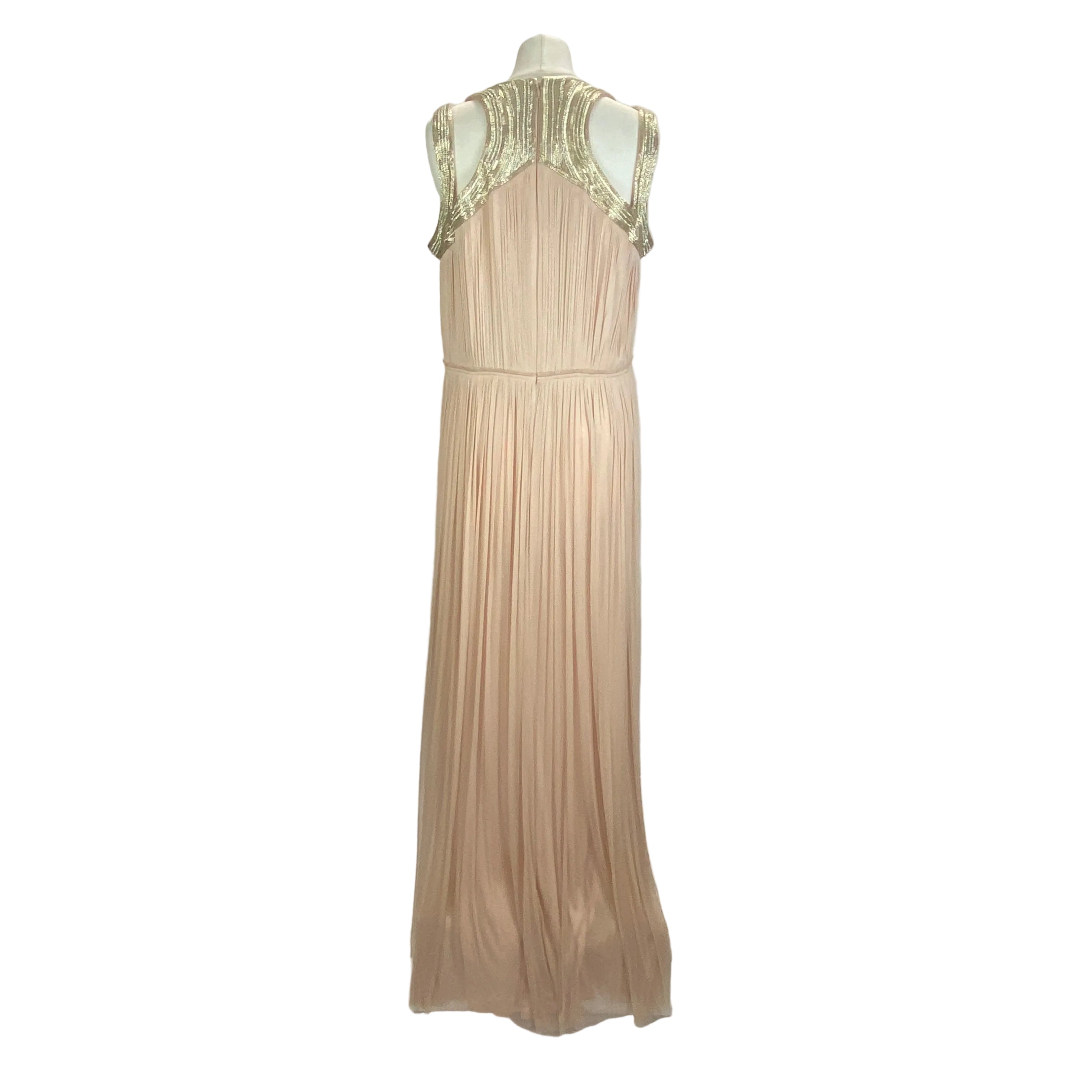 Amanda Wakeley Nude Silk Embellished Maxi Dress XL