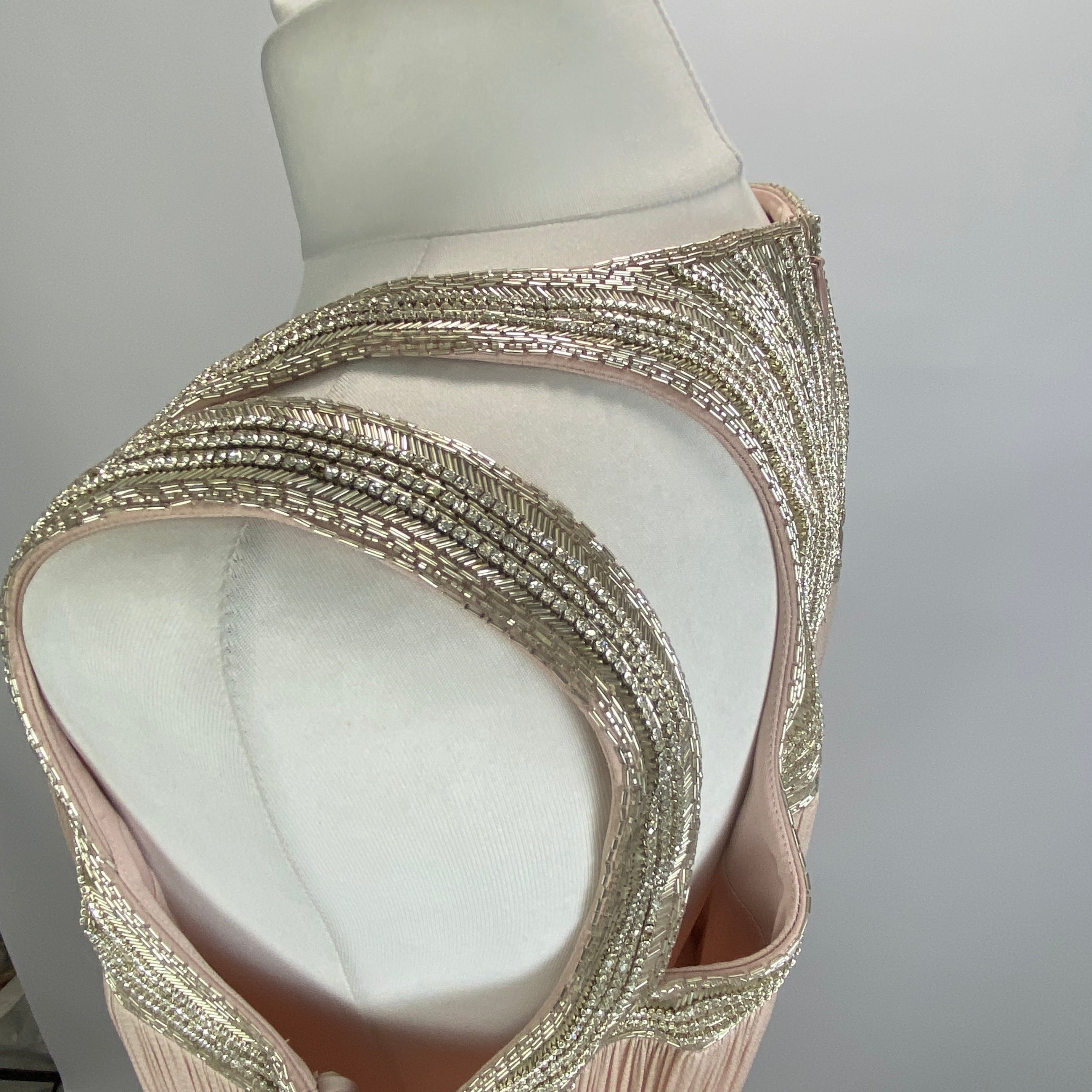 Amanda Wakeley Nude Silk Embellished Maxi Dress XL